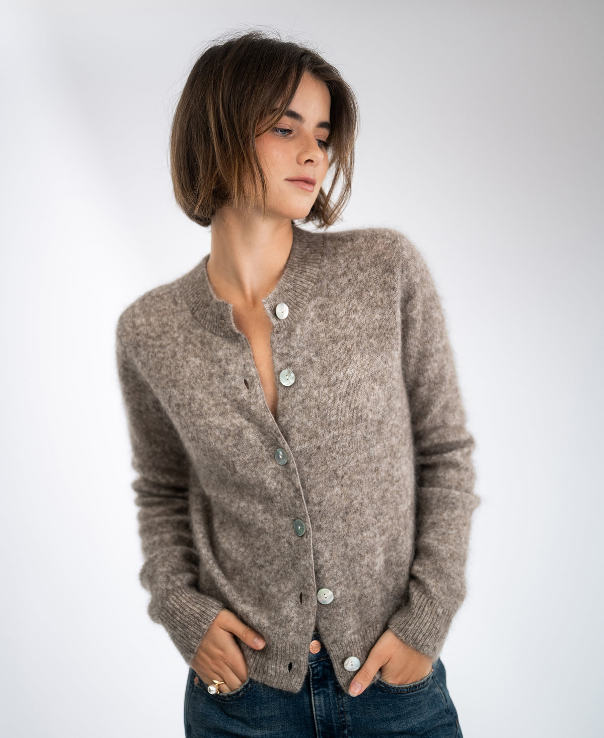 Soft Mohair Cardigan LA ELOIS Sand
