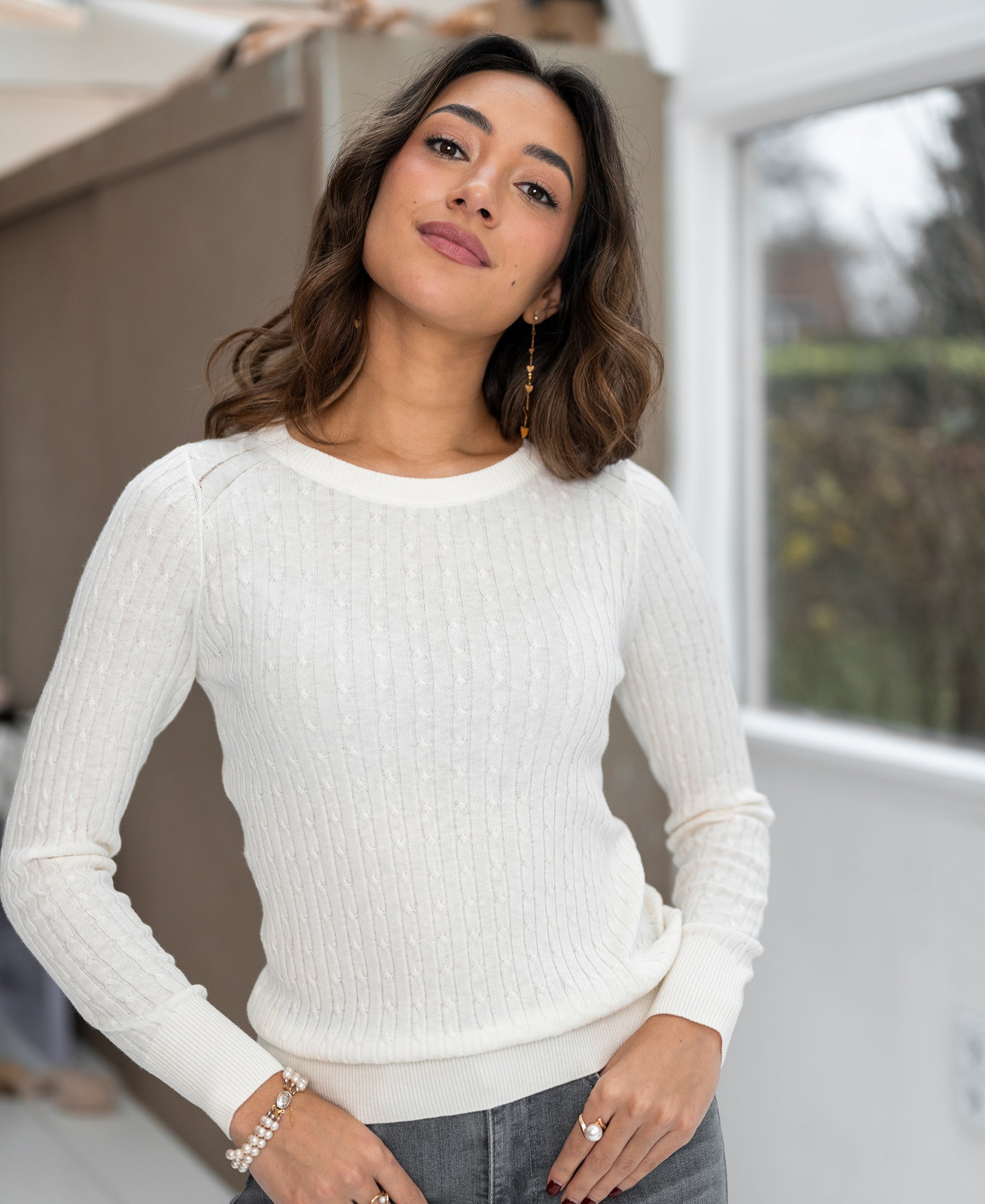 Cable knit sweater ETHAN Ivory