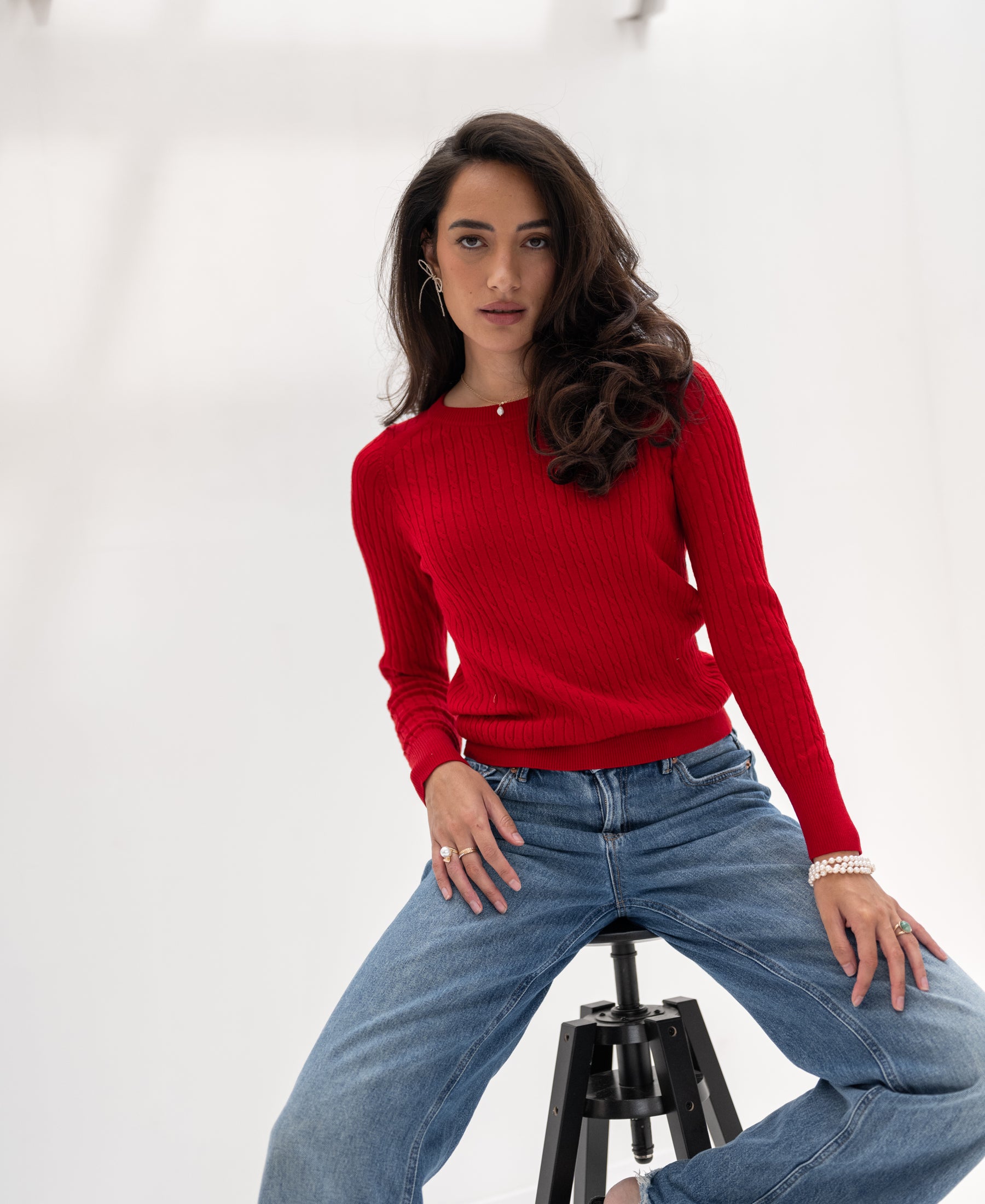 Kabelpullover ETHAN Rot