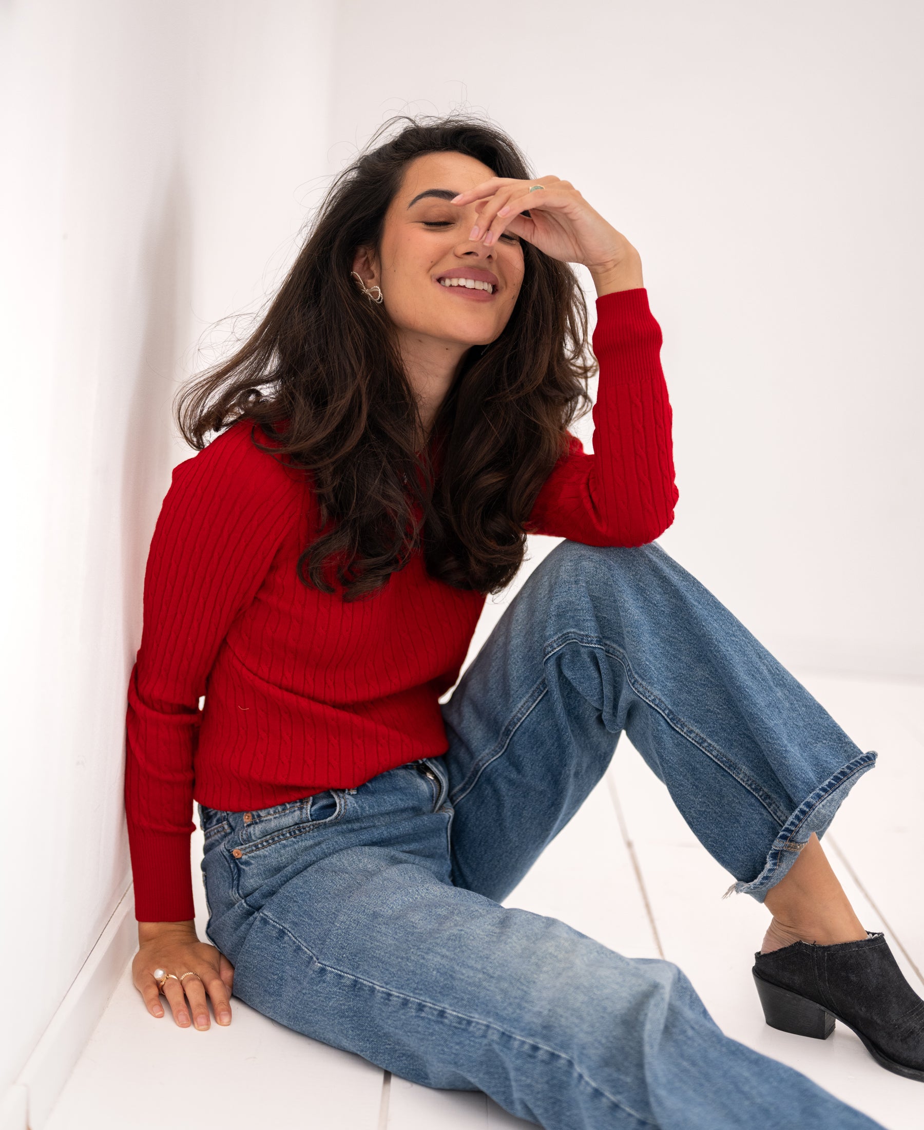 Kabelpullover ETHAN Rot