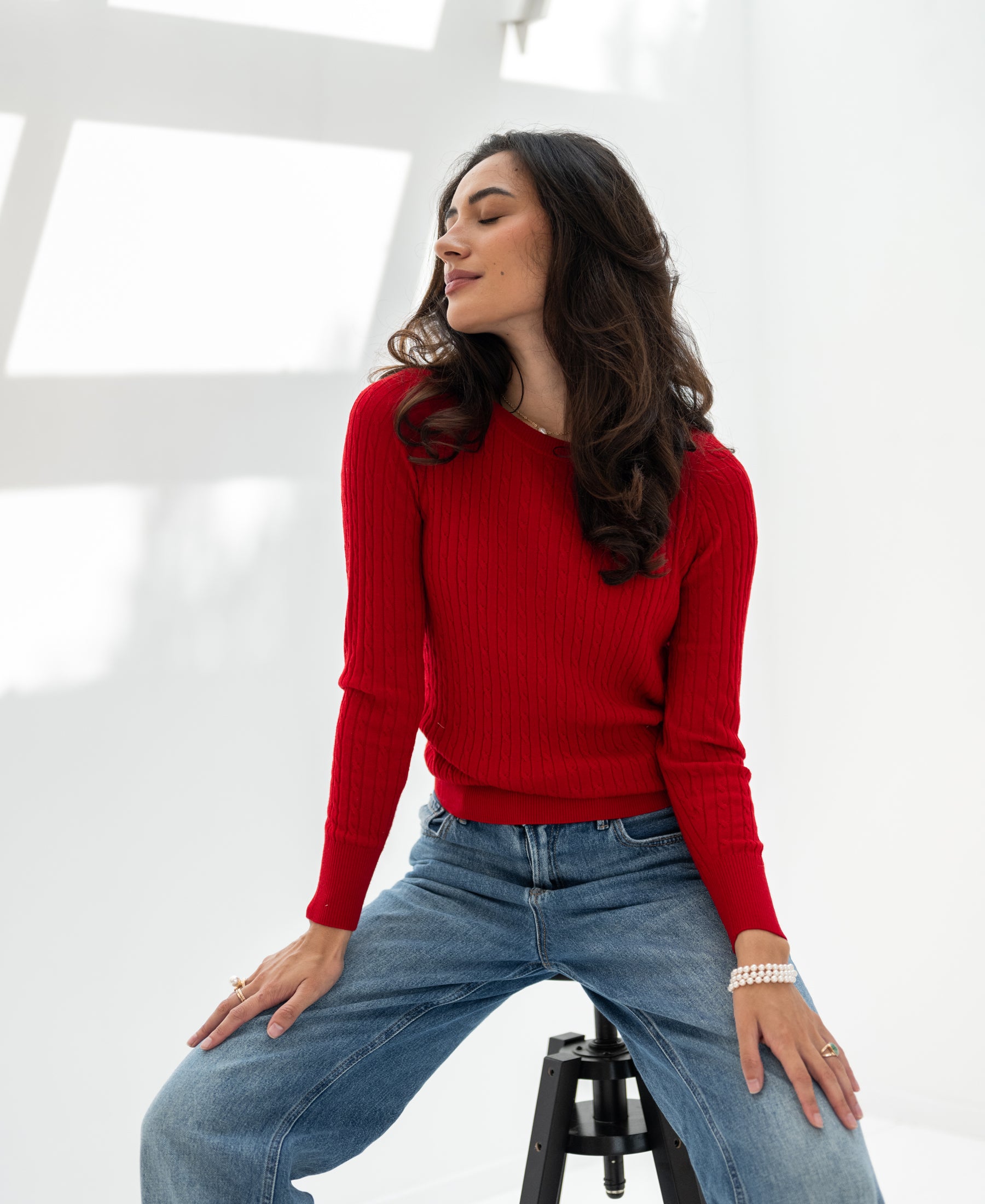 Kabelpullover ETHAN Rot