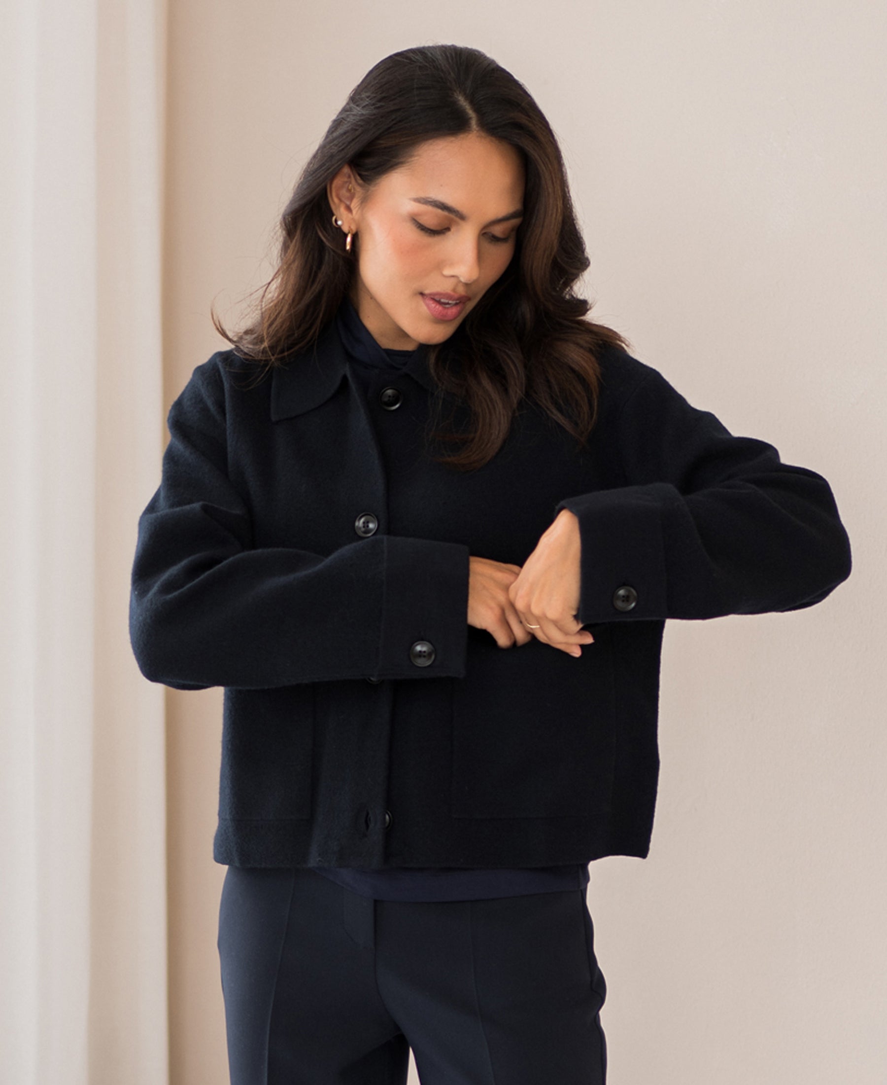 Merino wool jacket LA FAYE Dark Blue