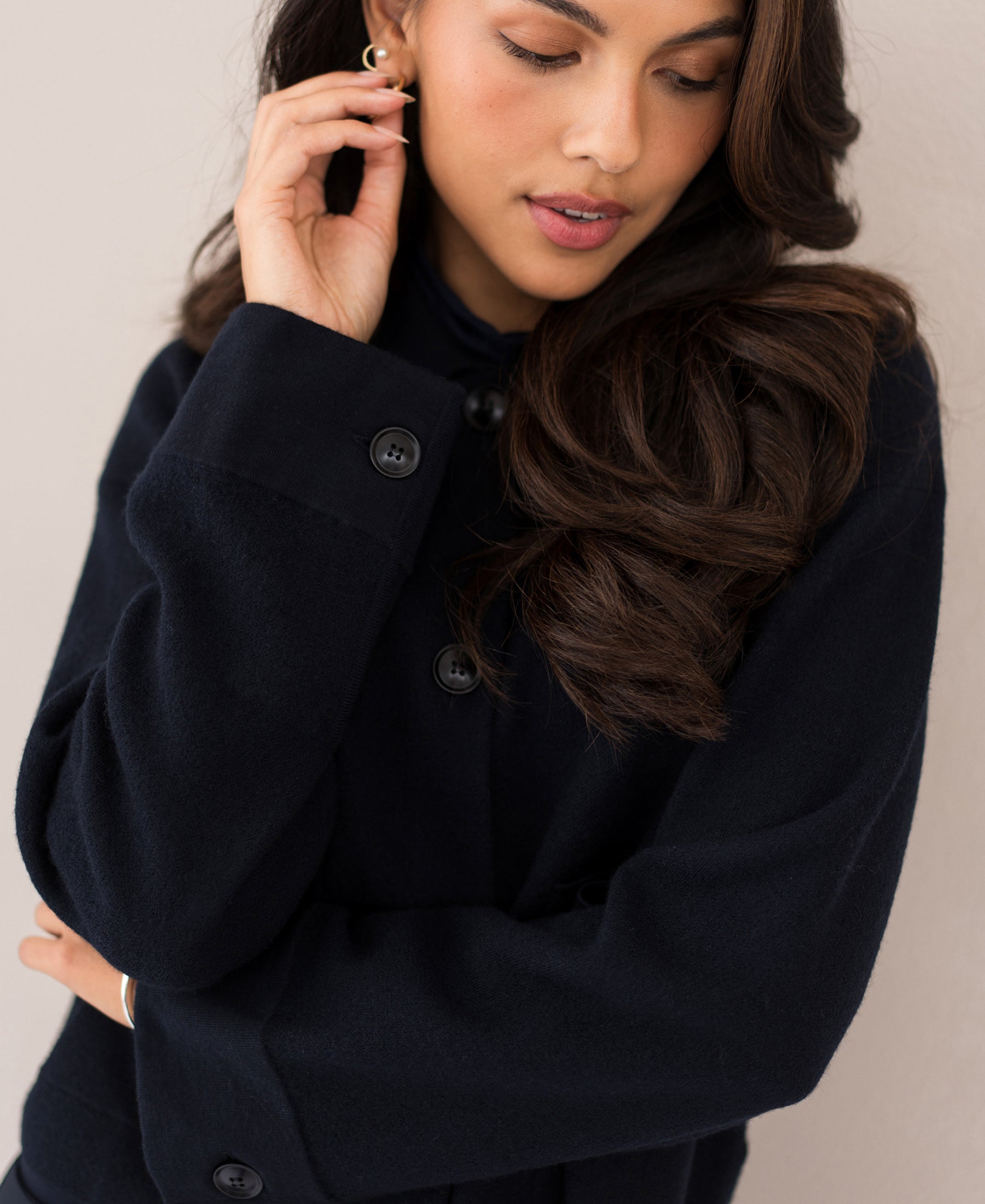 Merino wool jacket LA FAYE Dark Blue