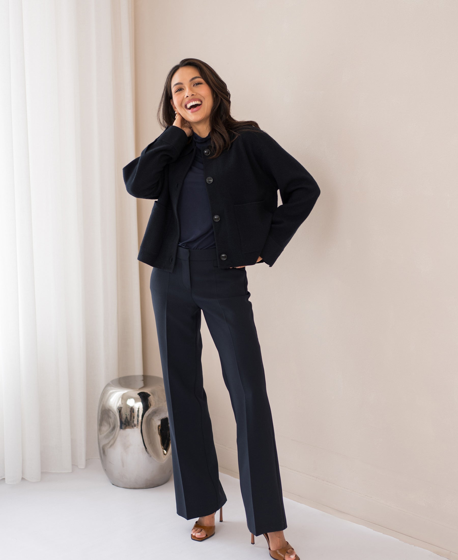 Merino wool jacket LA FAYE Dark Blue