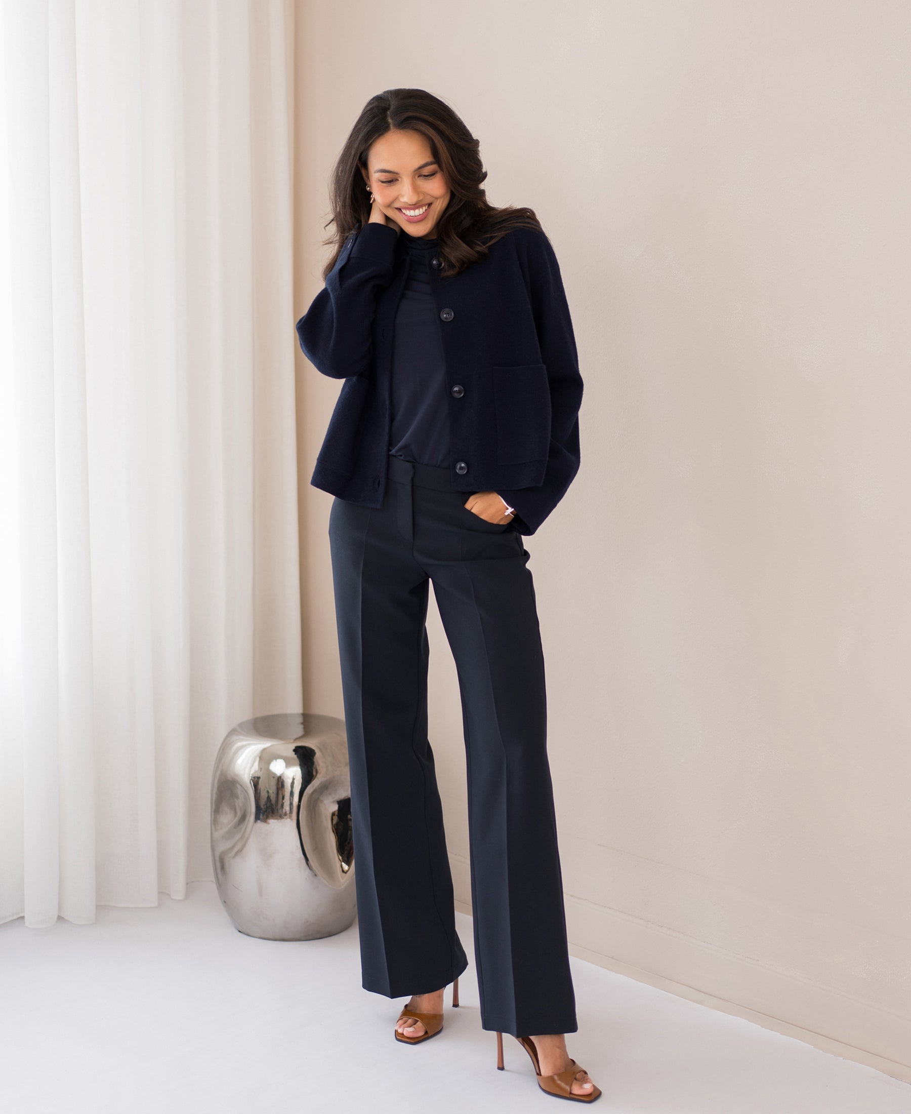 Merino wool jacket LA FAYE Dark Blue