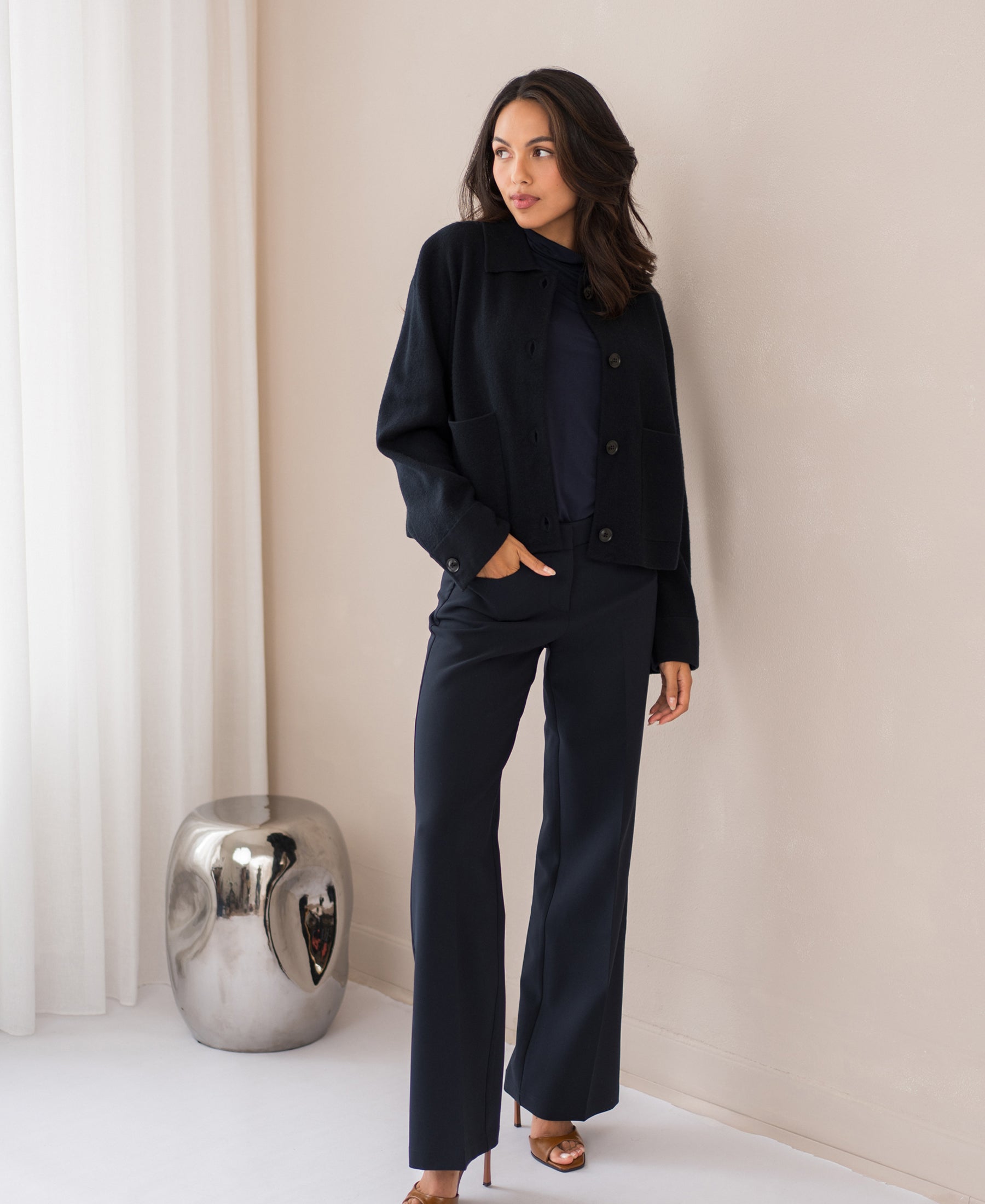 Merino wool jacket LA FAYE Dark Blue