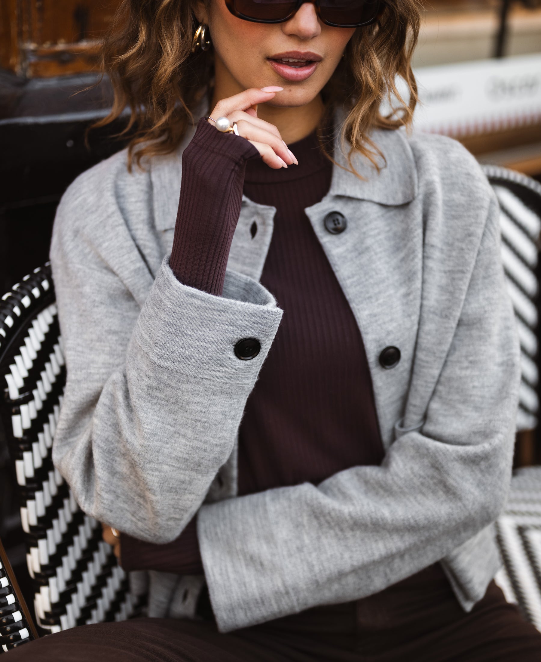 Wolljacke LA FAYE Grau