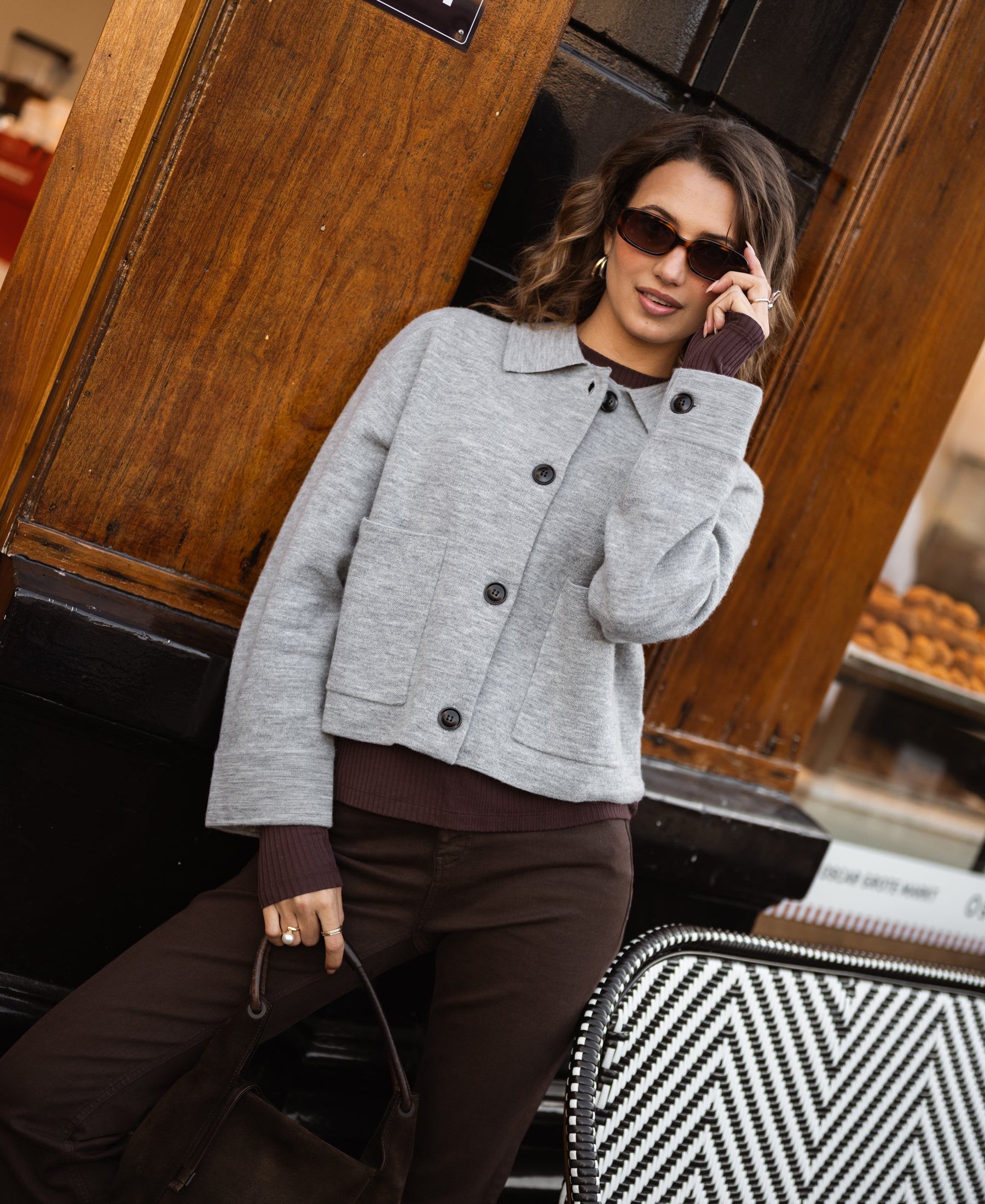 Wolljacke LA FAYE Grau