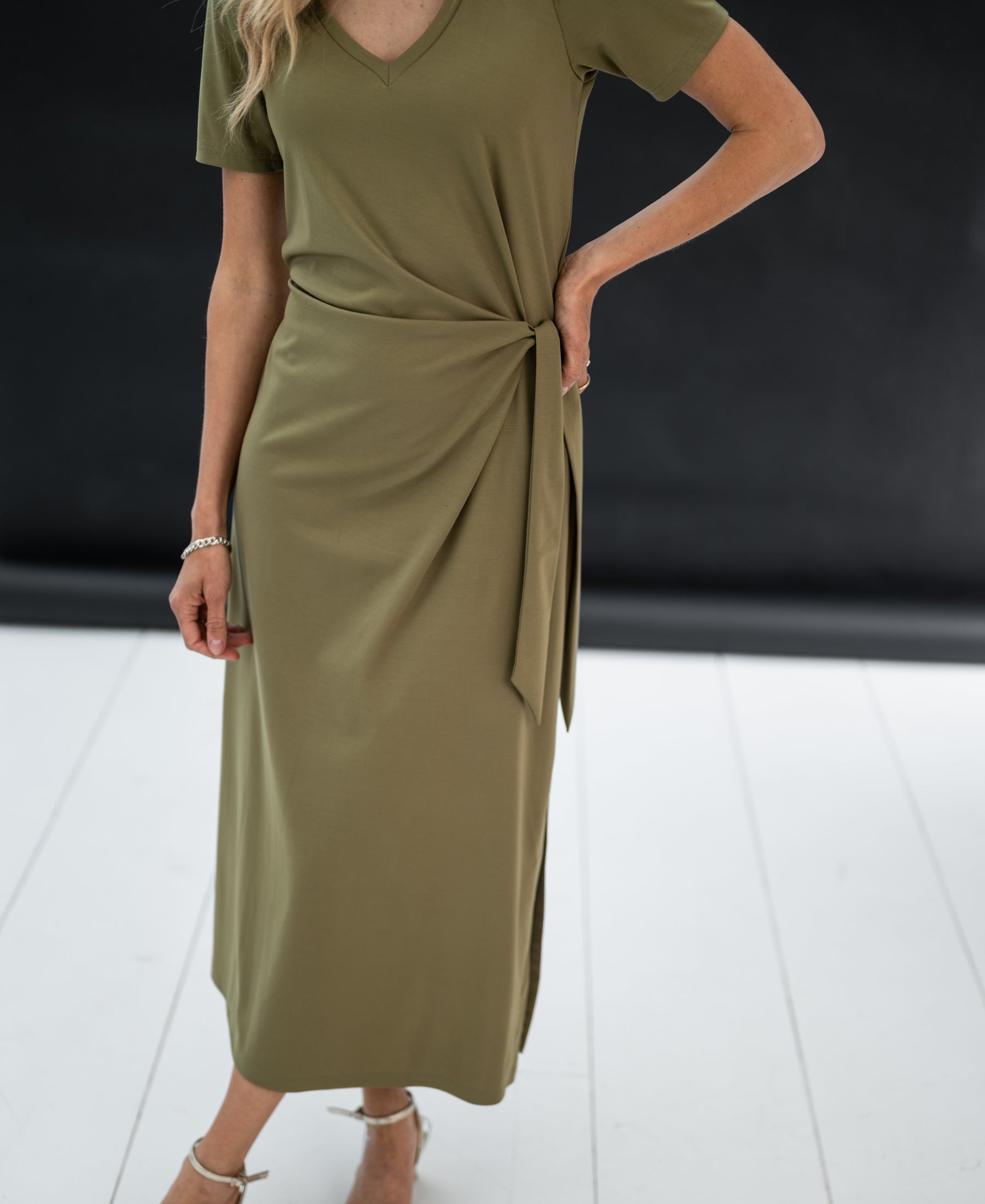 Langes Kleid LA FILICIA Olivgrün