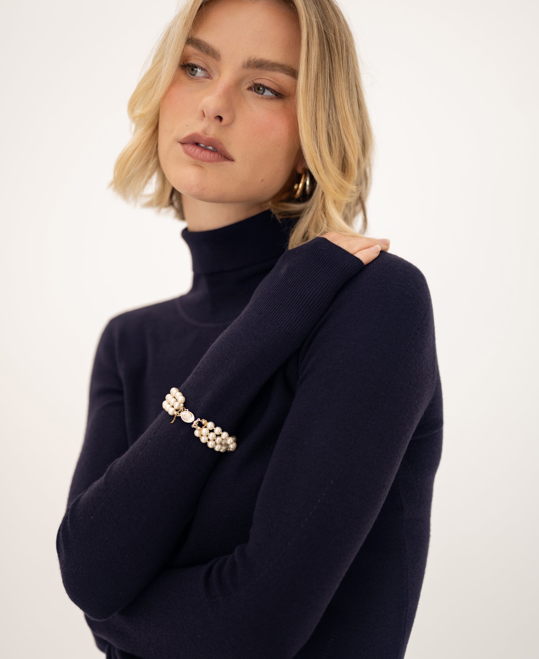 Rollkragenpullover aus Merinowolle LA FORTE Dunkelblau