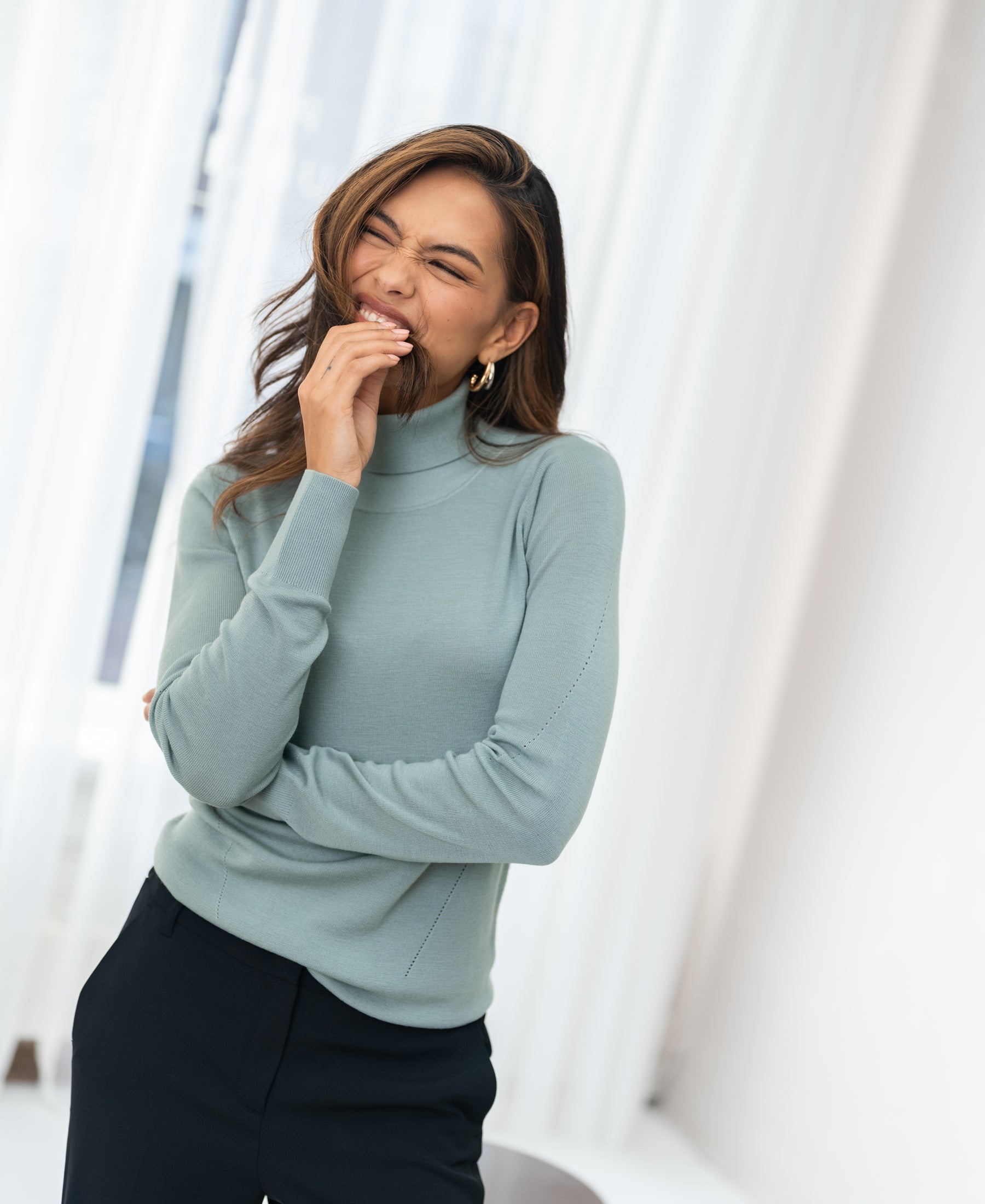 Merino wool turtleneck sweater LA FORTE Sage