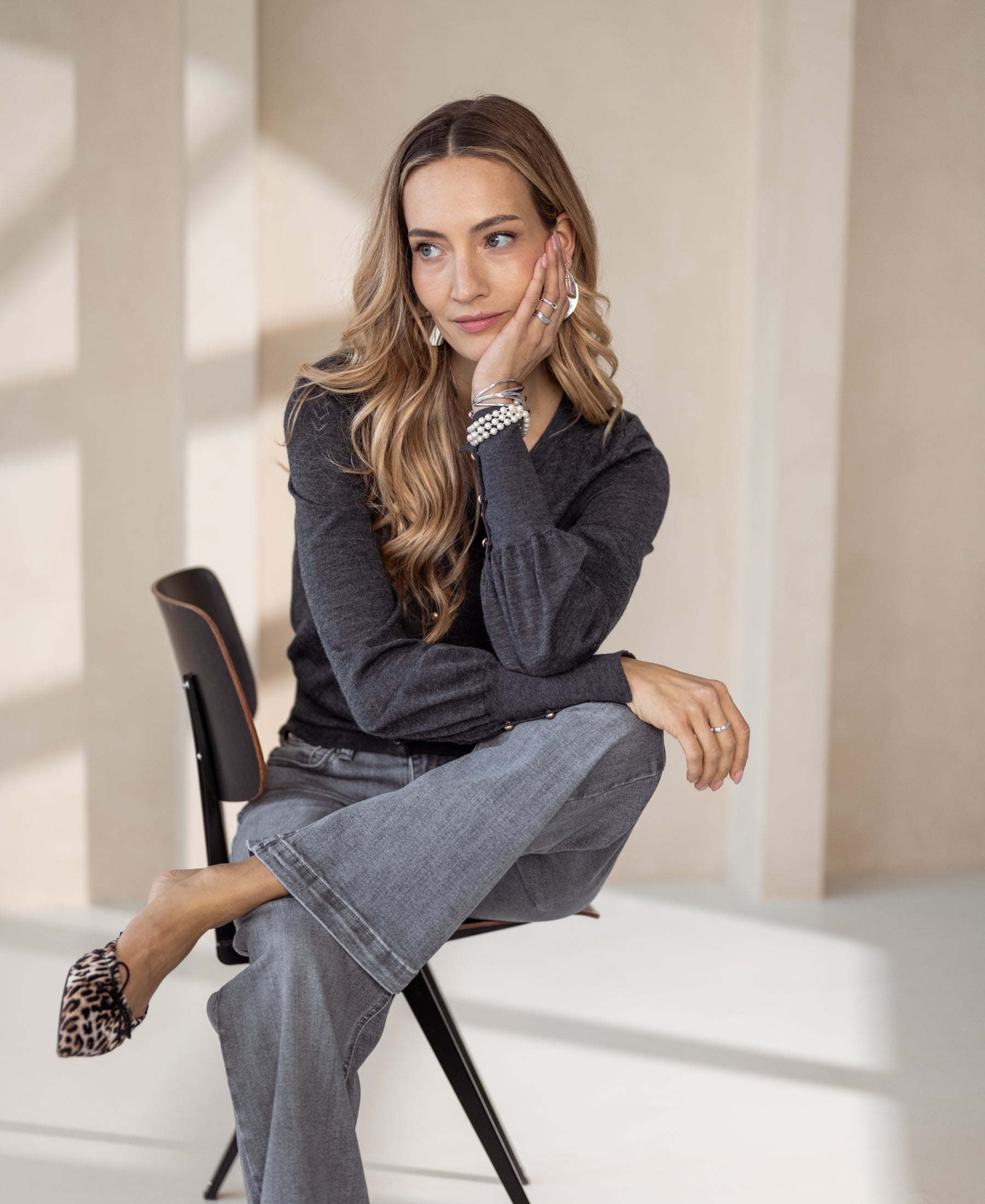 Cardigan FRAGANCE Anthracite - Gold