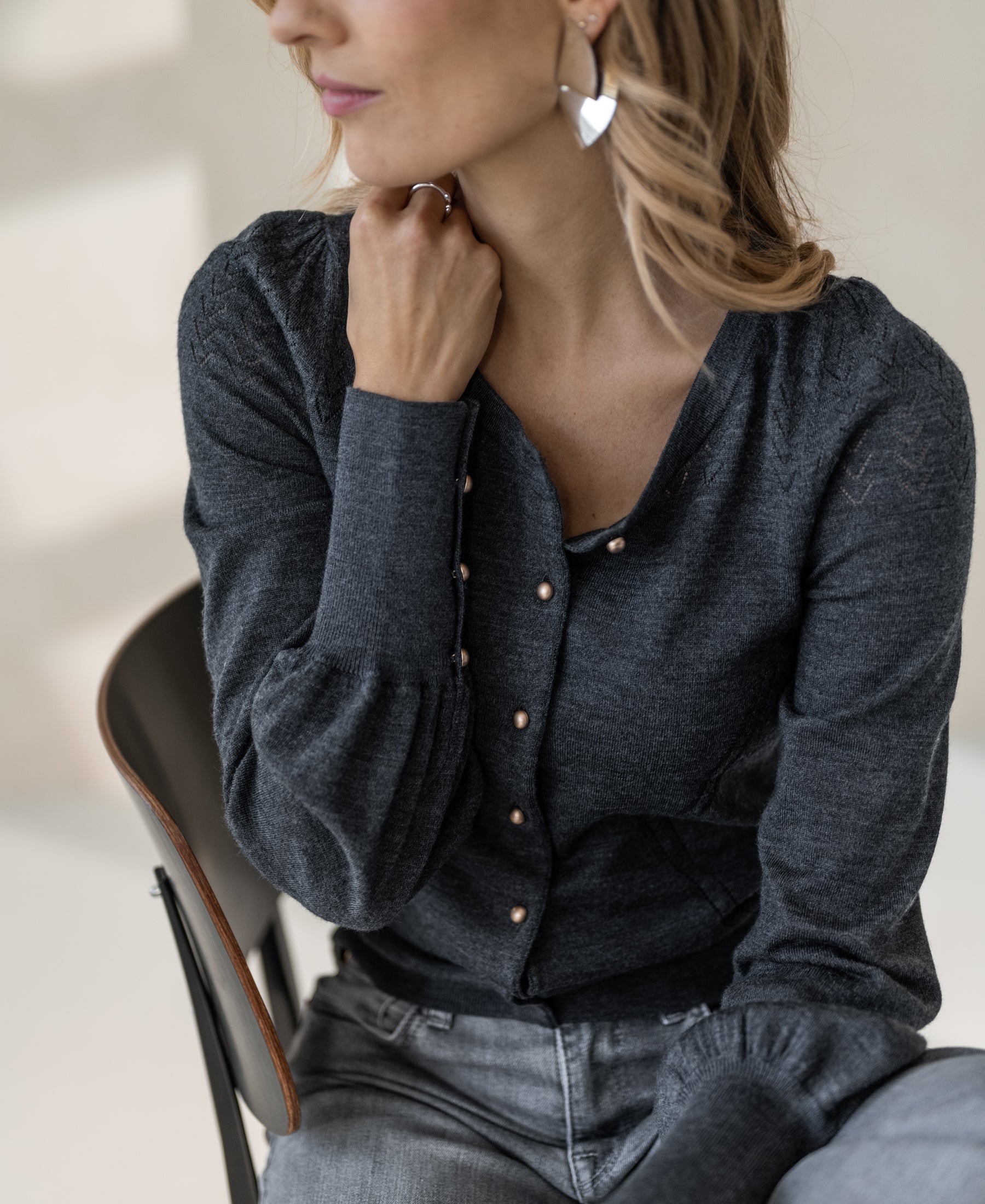 Cardigan FRAGANCE Anthracite - Gold