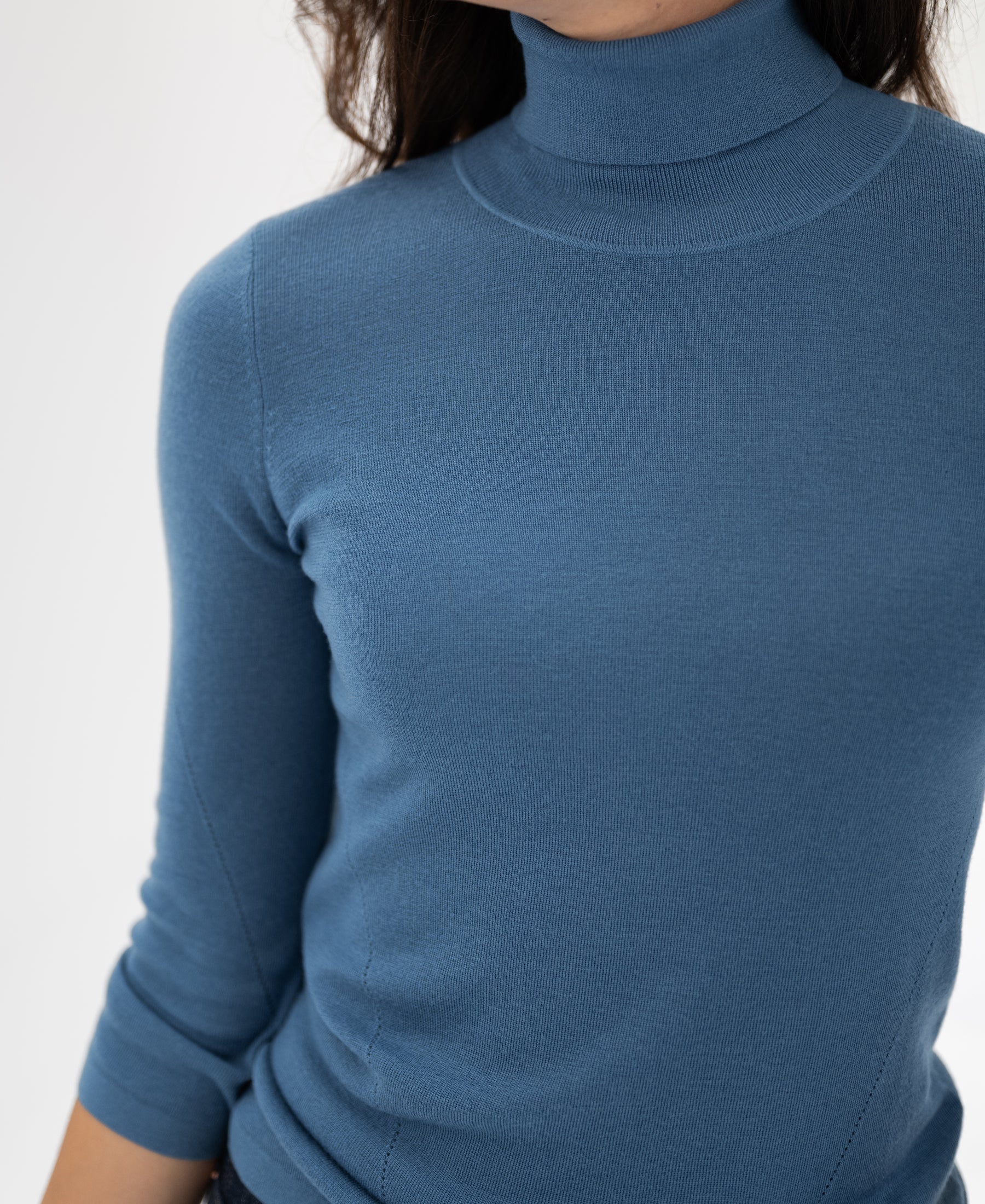 Rollkragenpullover LE FABIAN Stahlblau