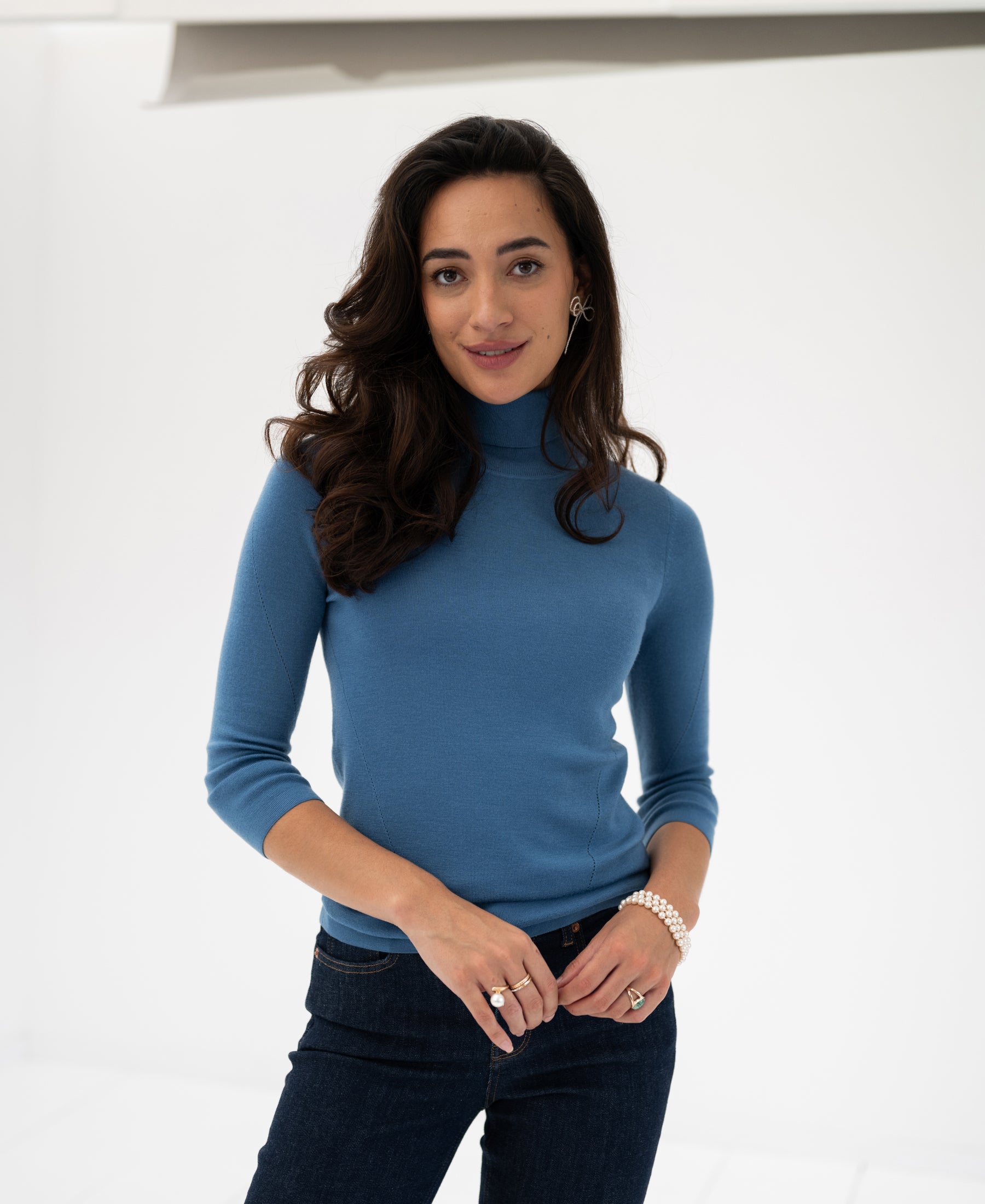 Rollkragenpullover LE FABIAN Stahlblau