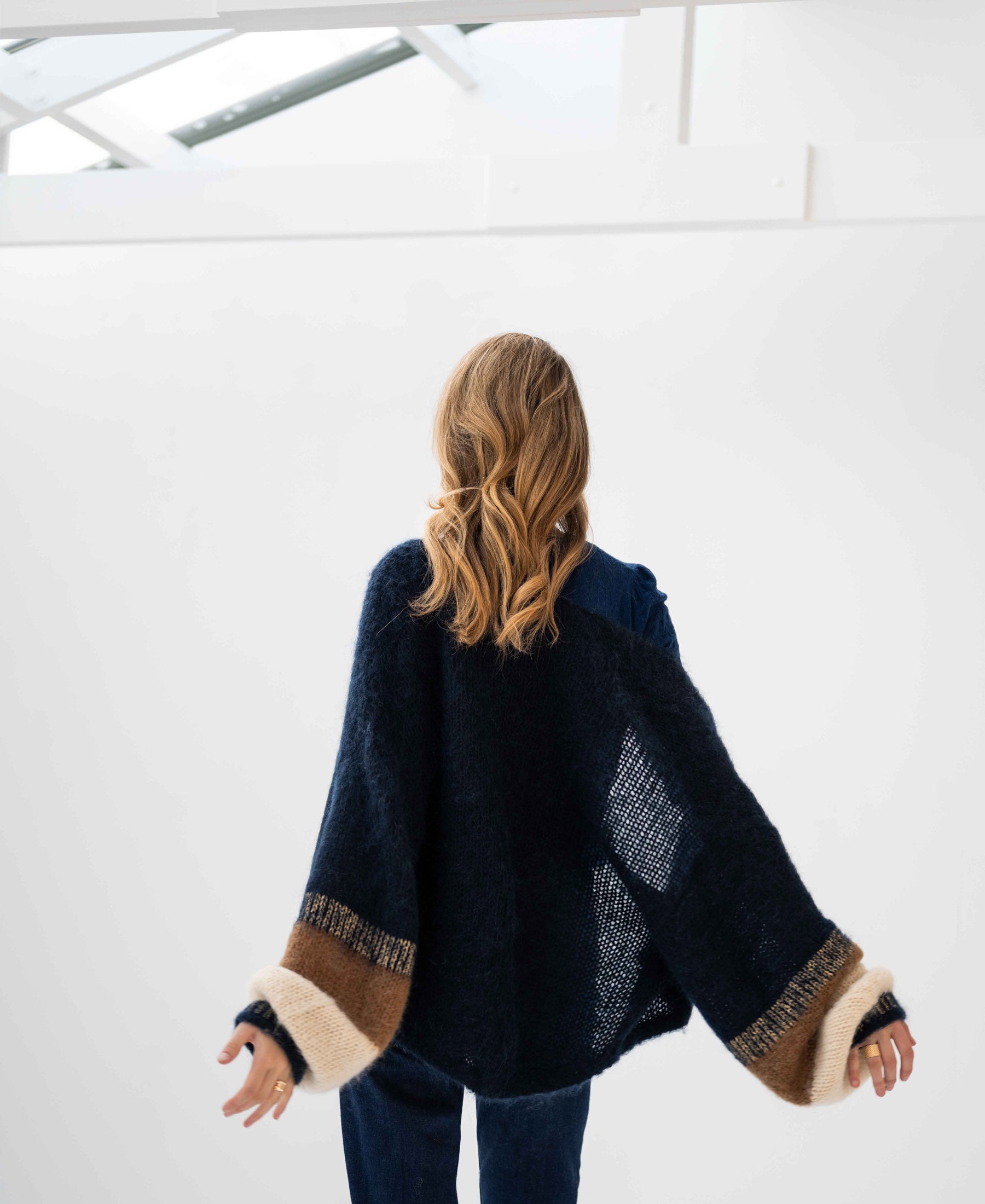 Fluffy vest LA BONBON Donkerblauw met strepen