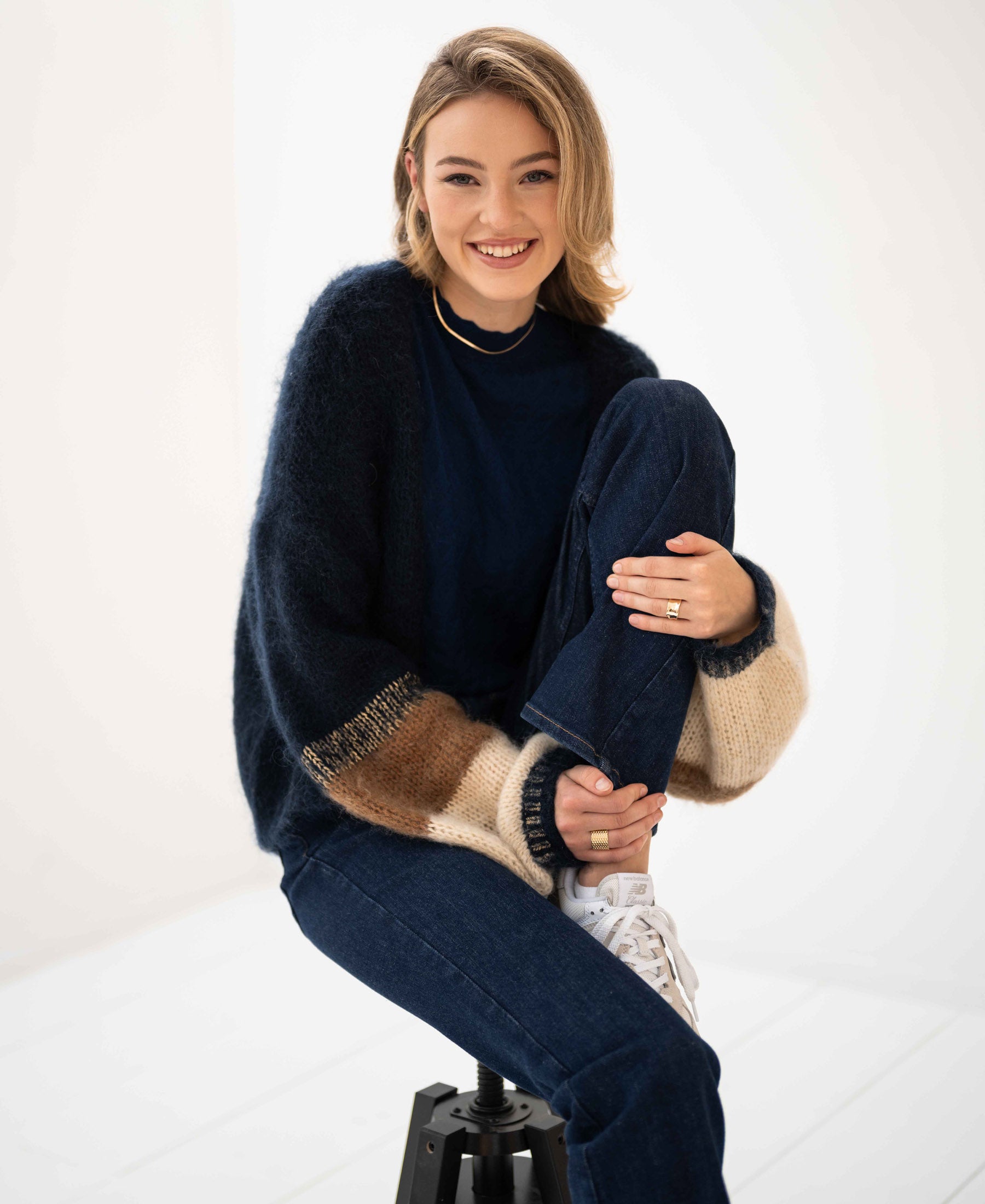 Fluffy vest LA BONBON Donkerblauw met strepen