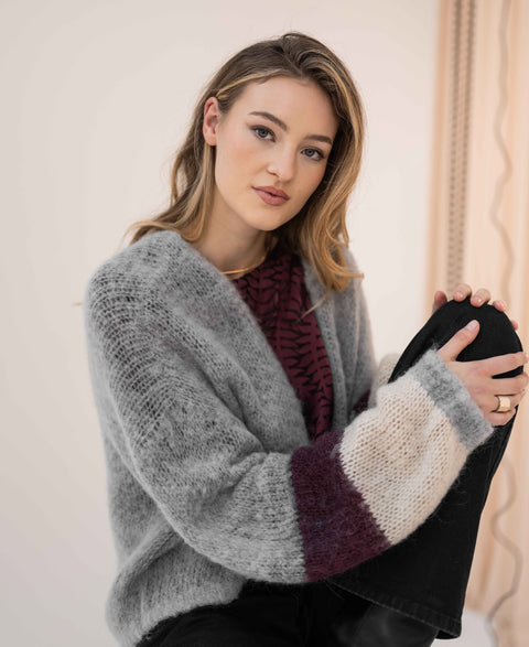Fluffy vest LA BONBON Grijs met strepen