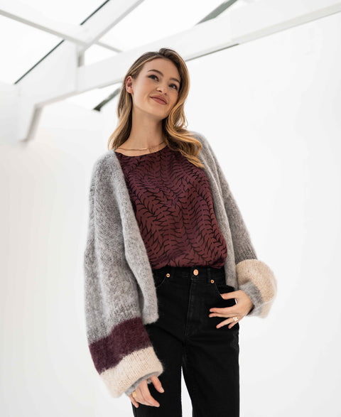 Fluffy vest LA BONBON Grijs met strepen