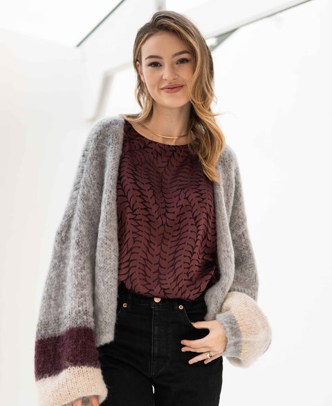 Fluffy vest LA BONBON Grijs met strepen