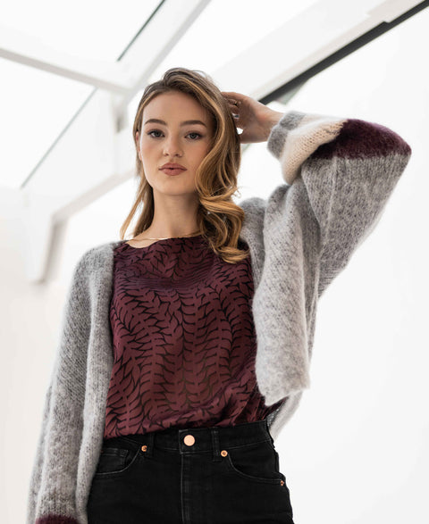 Fluffy vest LA BONBON Grijs met strepen