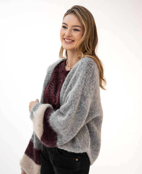 Fluffy vest LA BONBON Grijs met strepen