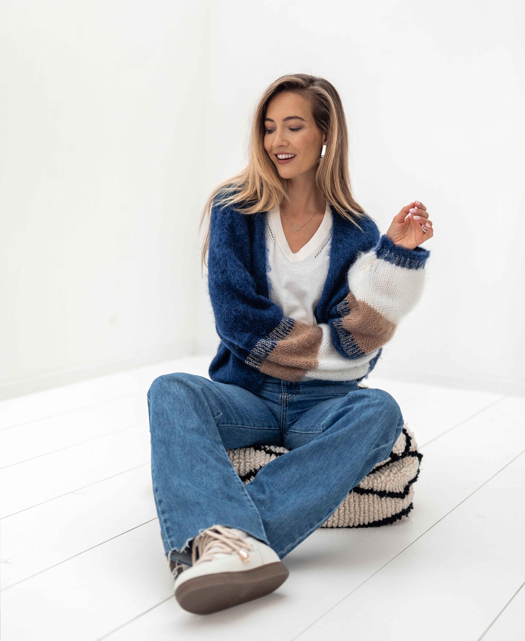 Fluffy cardigan LA BONBON Navy