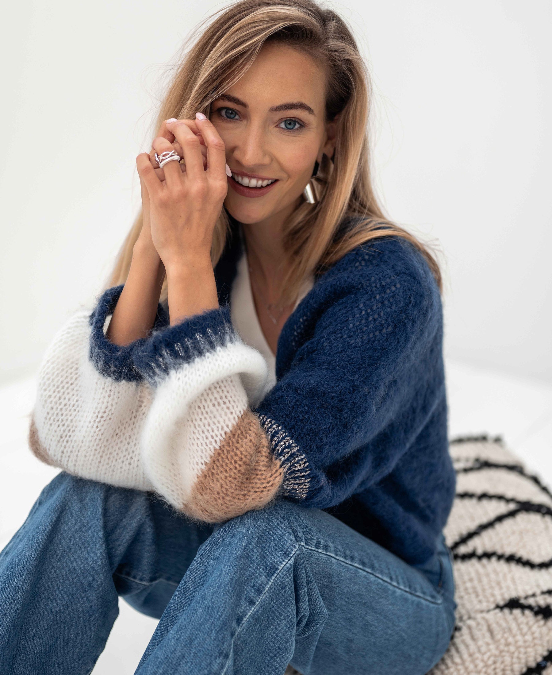 Fluffy cardigan LA BONBON Navy