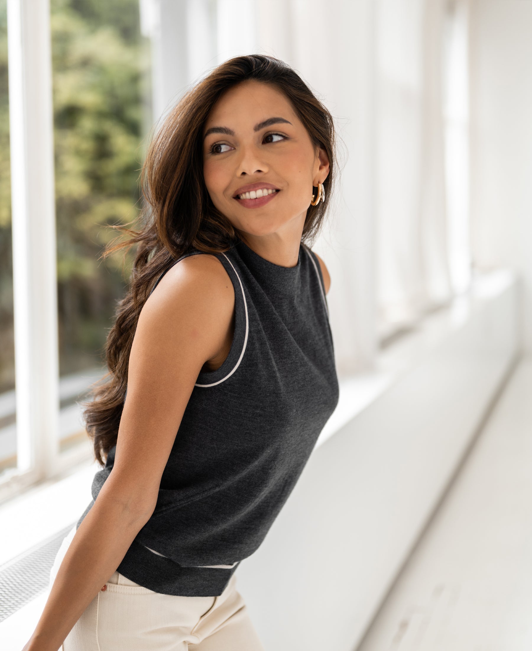 Cardigan LA SARA Anthracite-Ivory