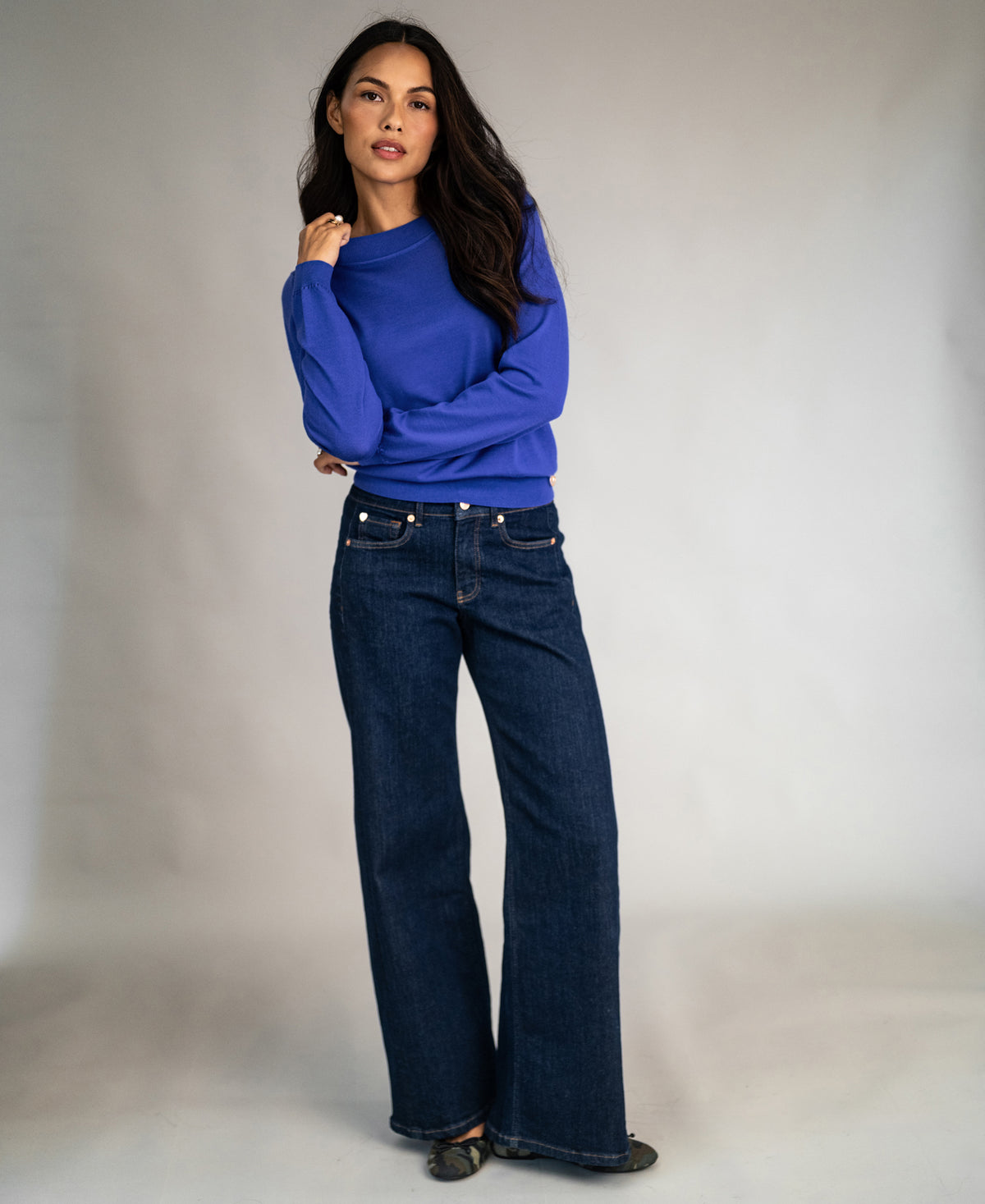 Merino-Pullover LA GIGI Irisblau