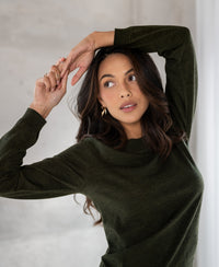 Merino sweater LA GIGI in Bottlegreen