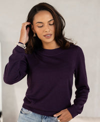 Merino trui LA GIGI in Dark violet