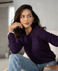 Merino trui LA GIGI in Dark violet