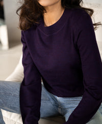 Merino trui LA GIGI in Dark violet