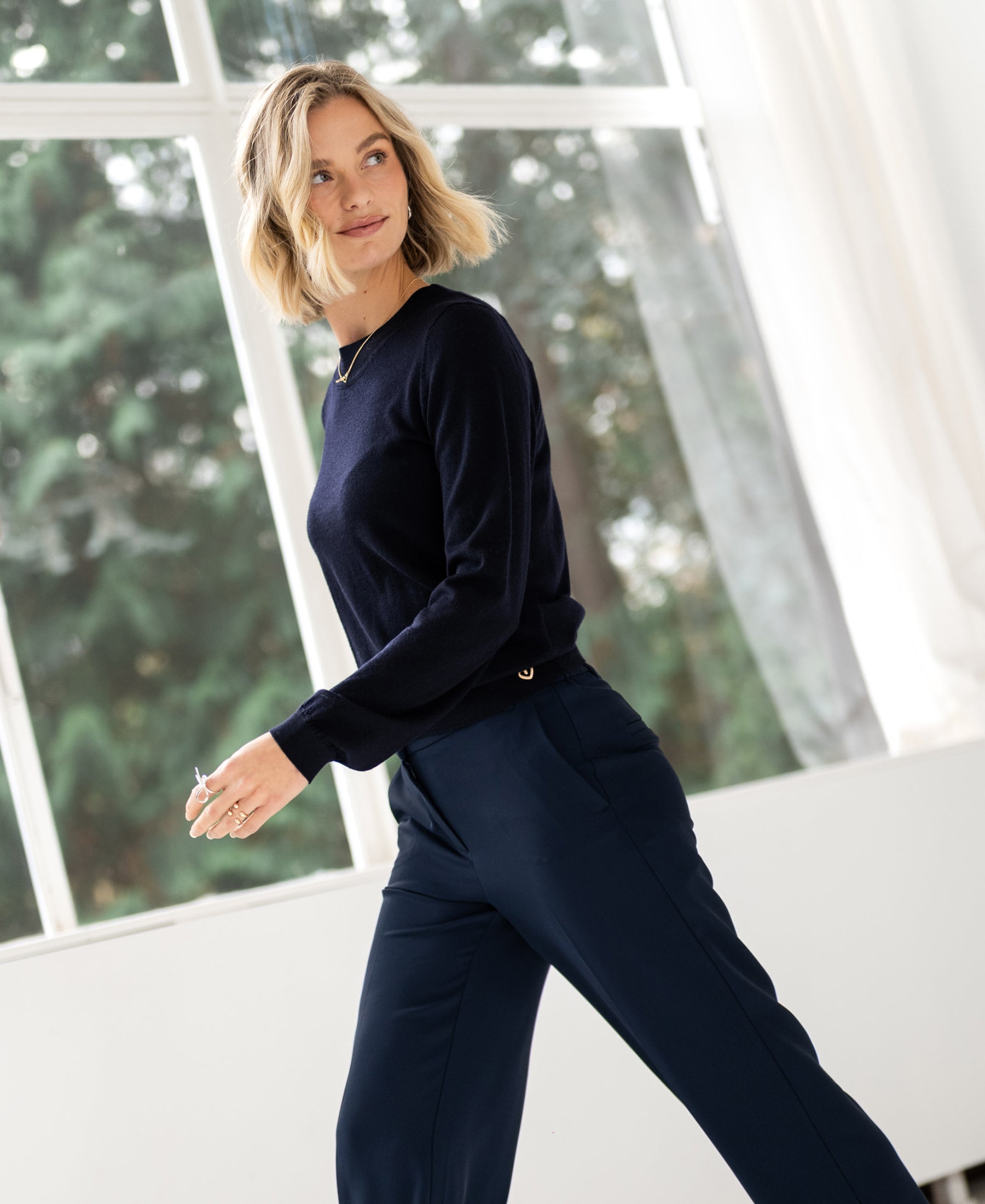 Merino trui LA GIGI in Donkerblauw