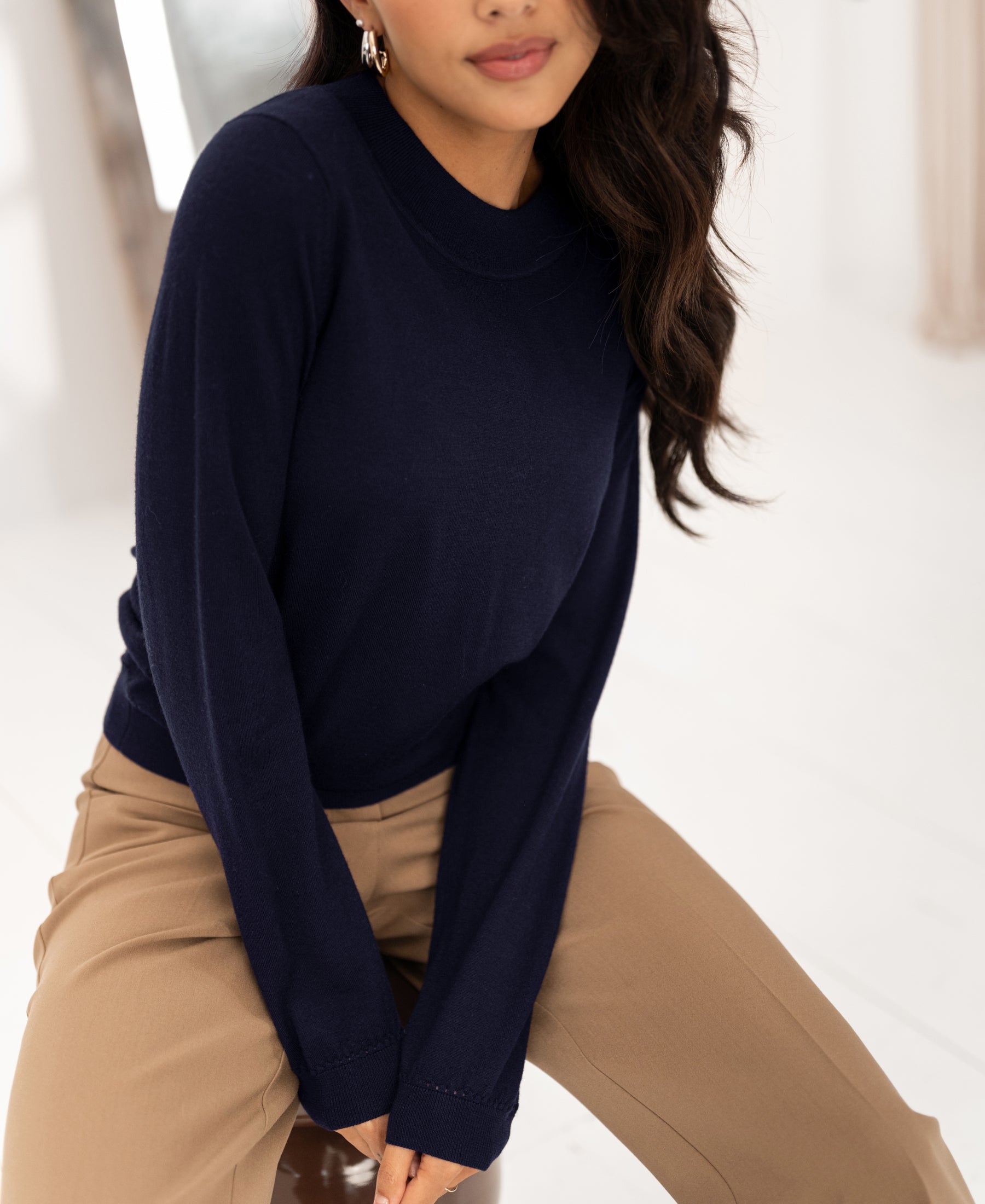 Merino trui LA GIGI in Donkerblauw