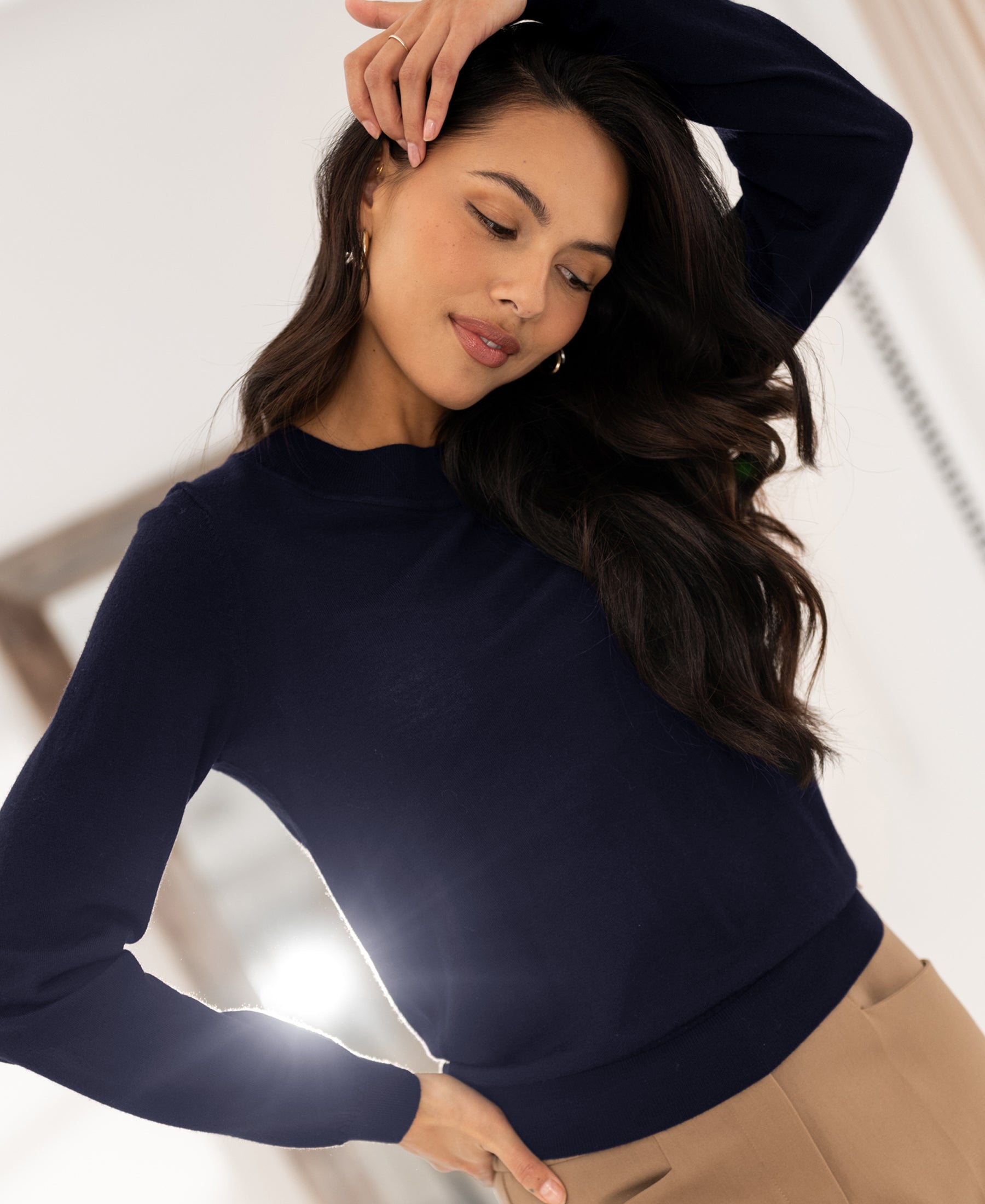 Merino trui LA GIGI in Donkerblauw