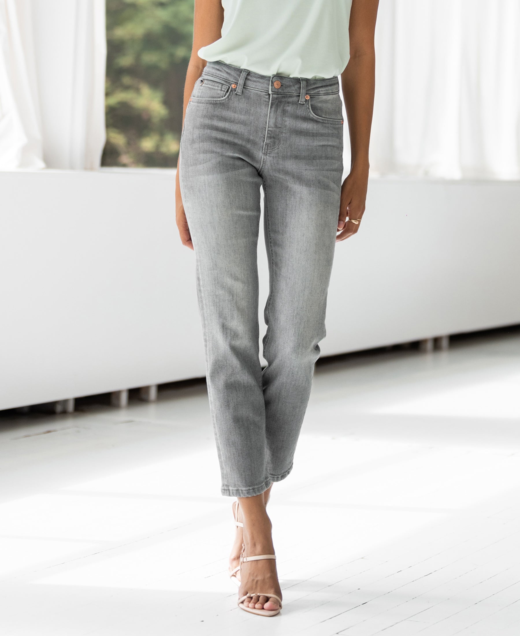 Cropped jeans LE GUY Grey Stonewash