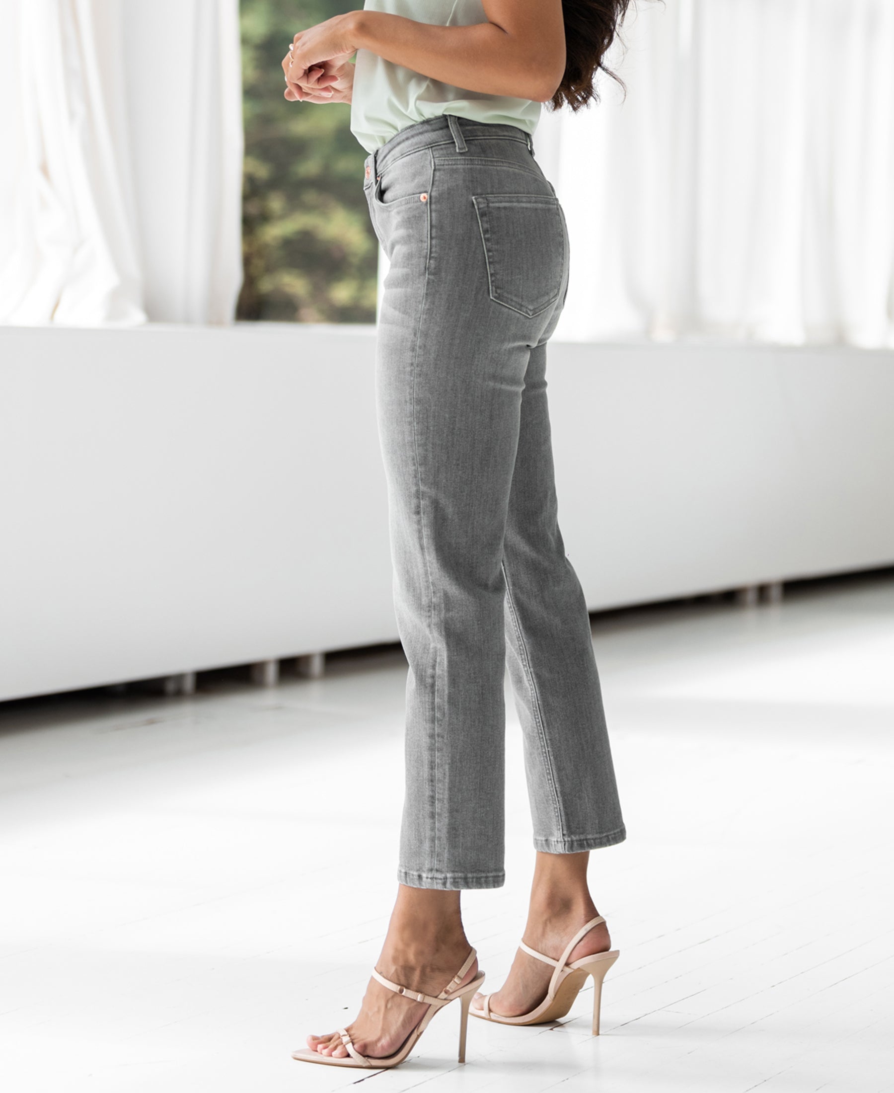 Cropped jeans LE GUY Grey Stonewash