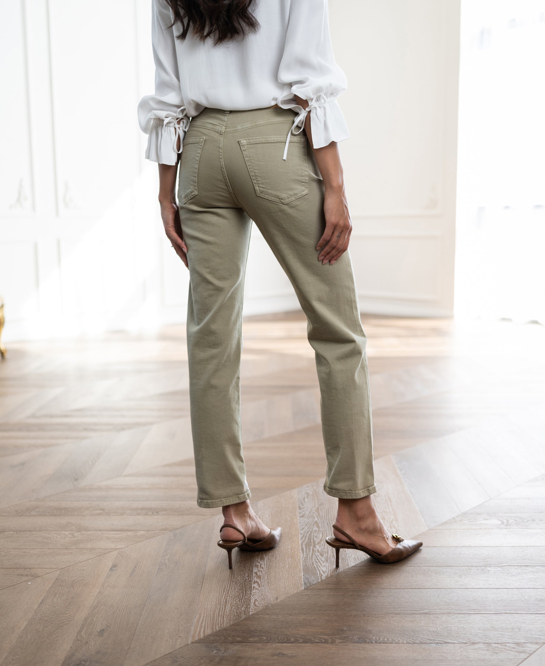 Cropped jeans LE GUY Linden green
