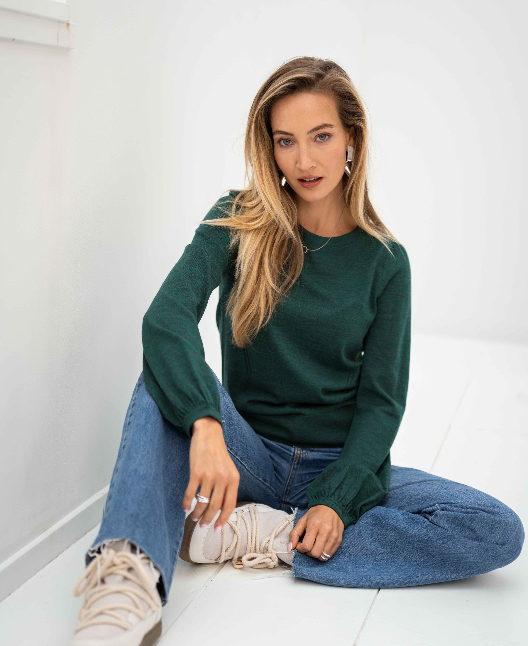 Merino wool sweater LA COEUR Greenish