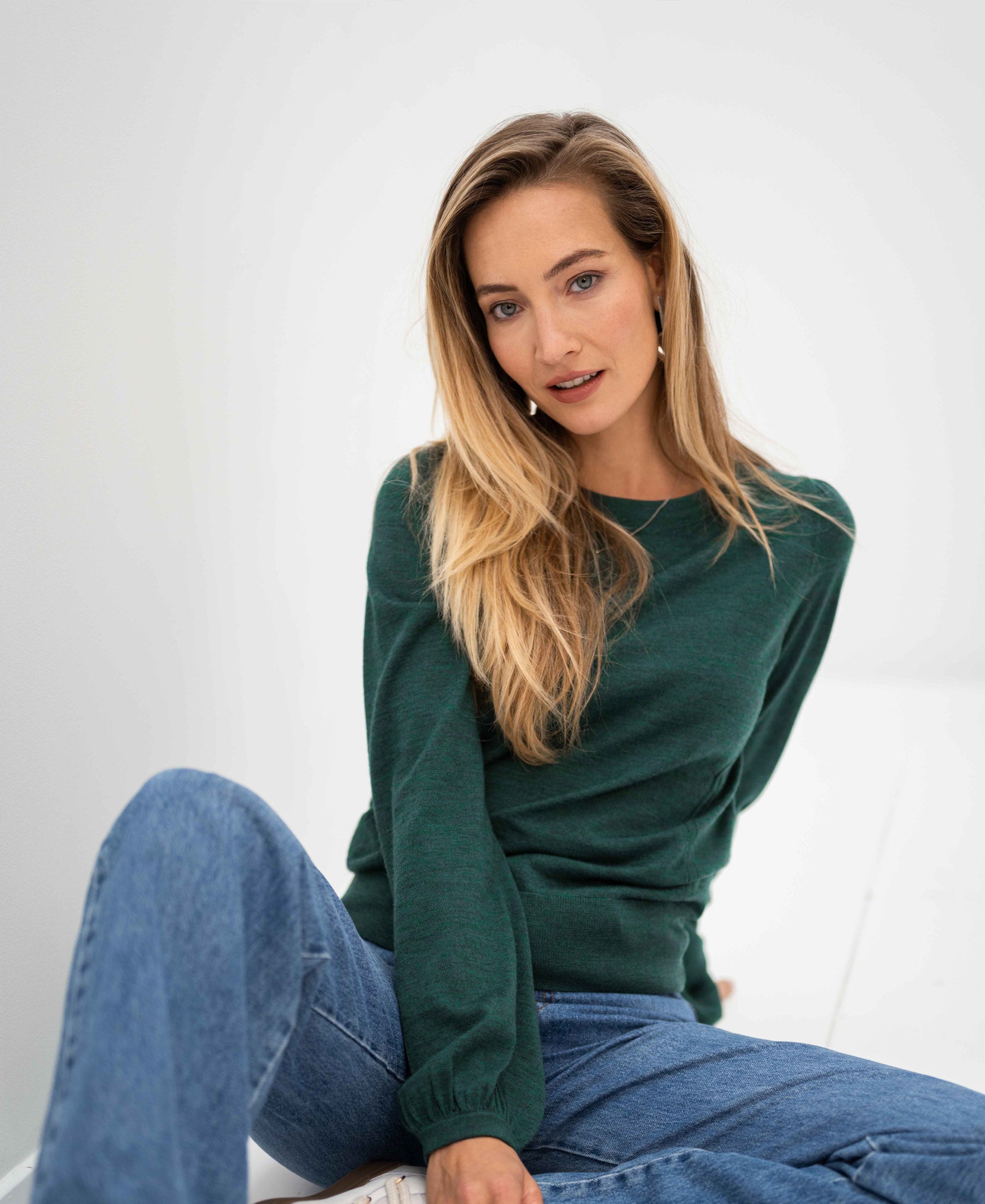 Merino wool sweater LA COEUR Greenish
