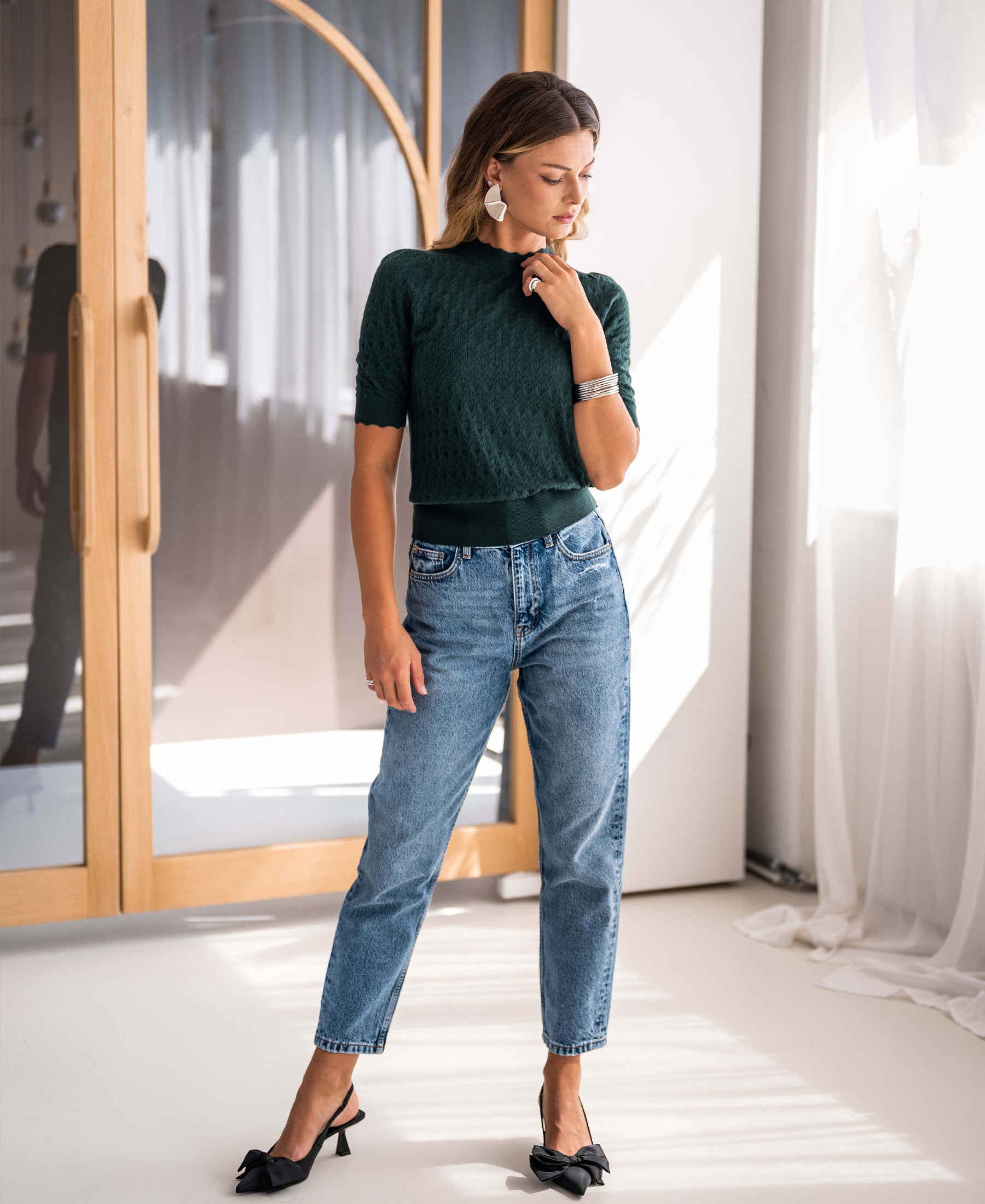 Merino wool sweater LA BRIOCHE Dark green