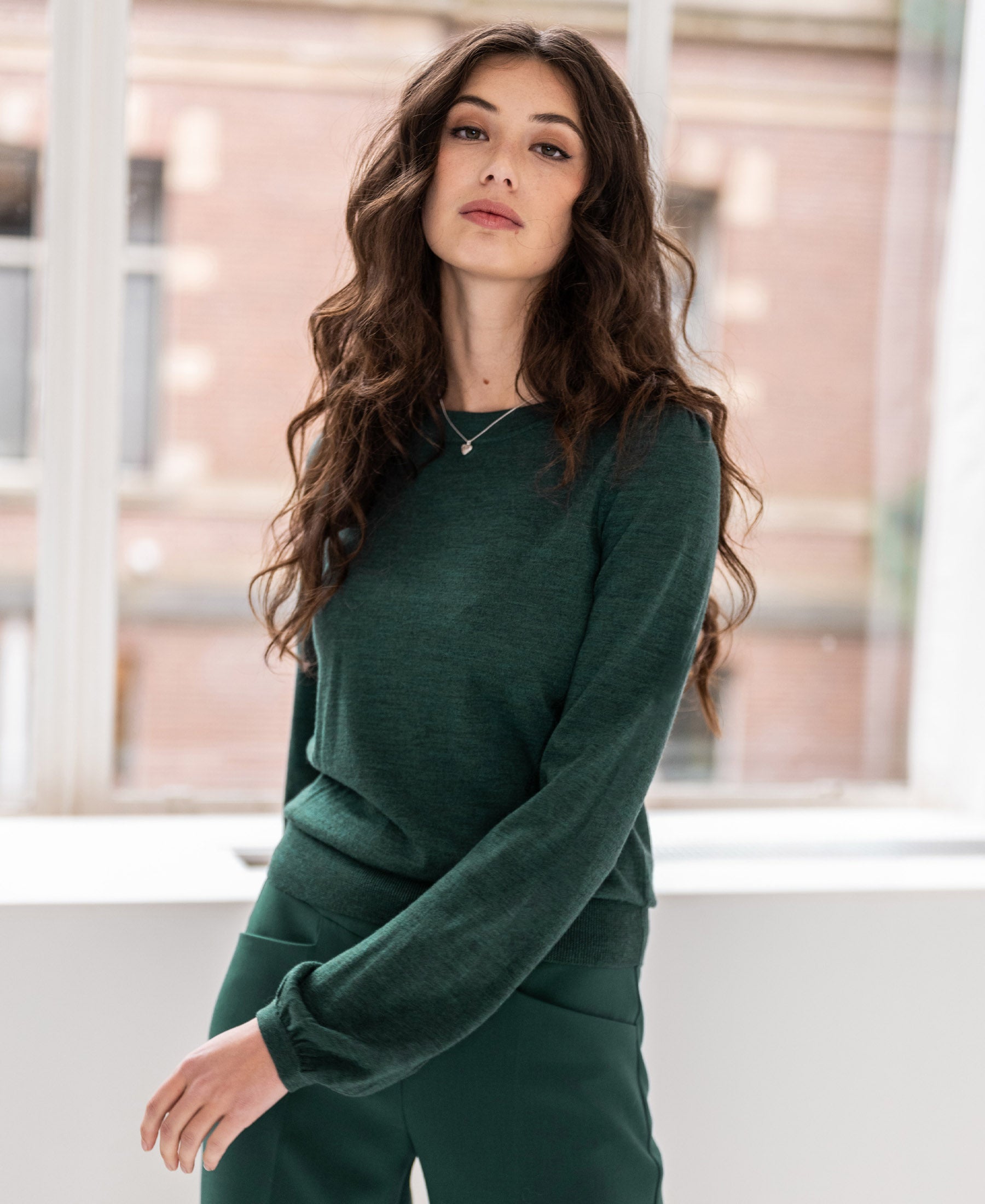 Merino wool sweater LA COEUR Greenish