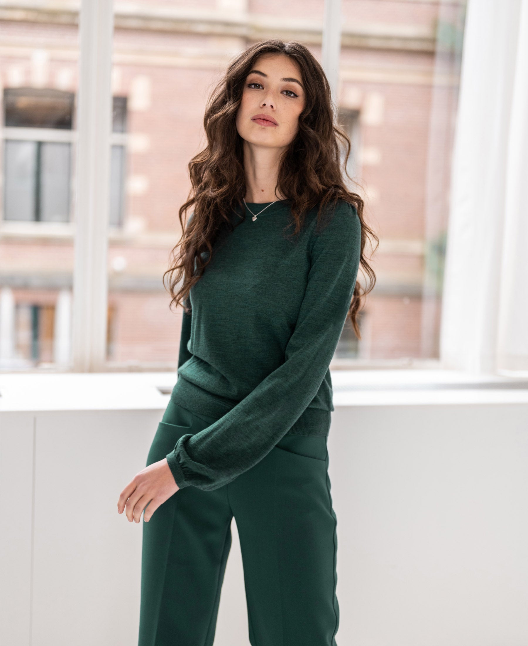 Merino wool sweater LA COEUR Greenish