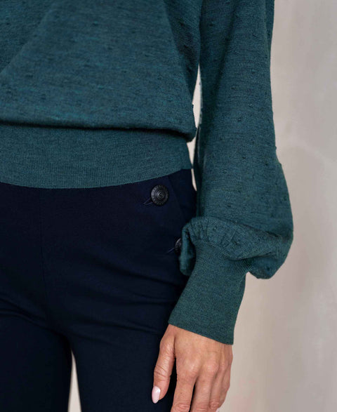Merino V-hals trui LA VICTORIA Greenish