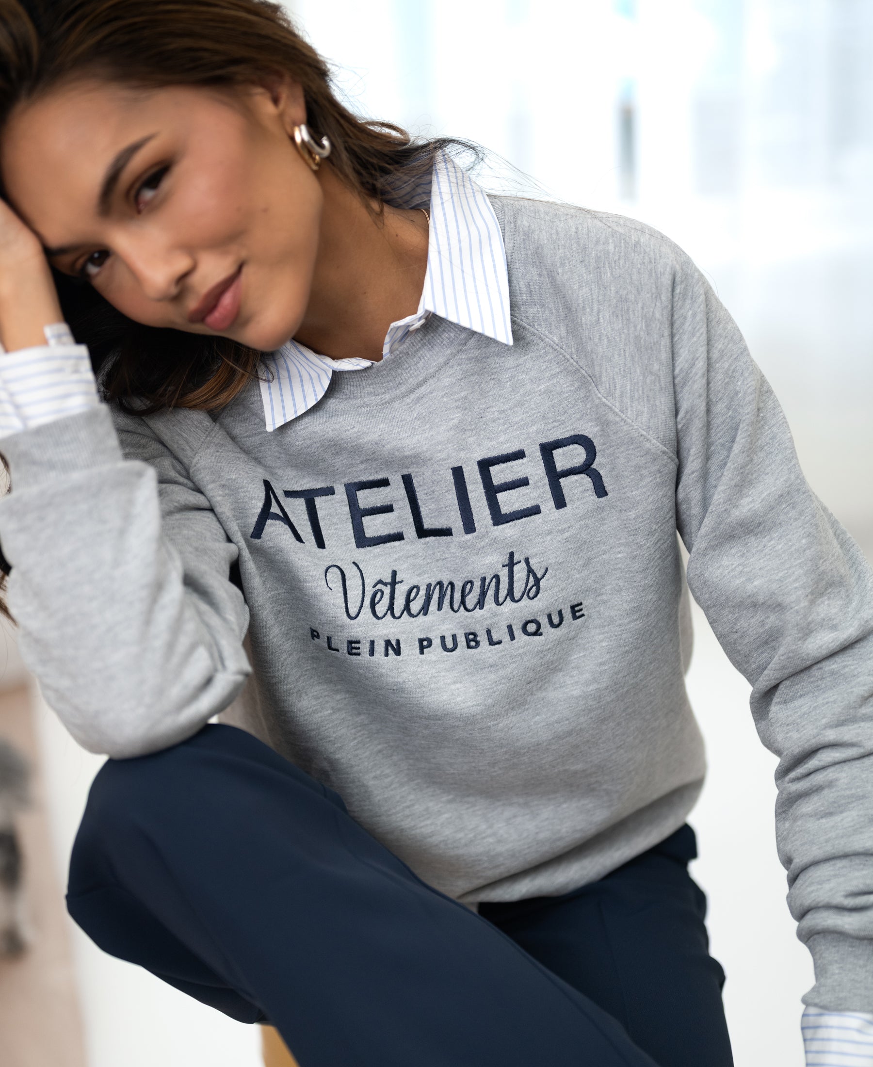 Light grey LA HARPER sweater by PLEIN PUBLIQUE.
