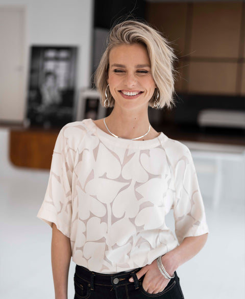 Hartjes blousetop LA CHARLOTTE Ivoor