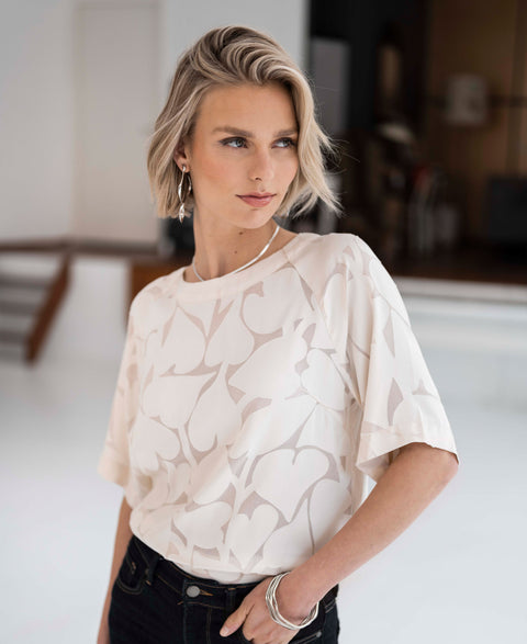 Hartjes blousetop LA CHARLOTTE Ivoor