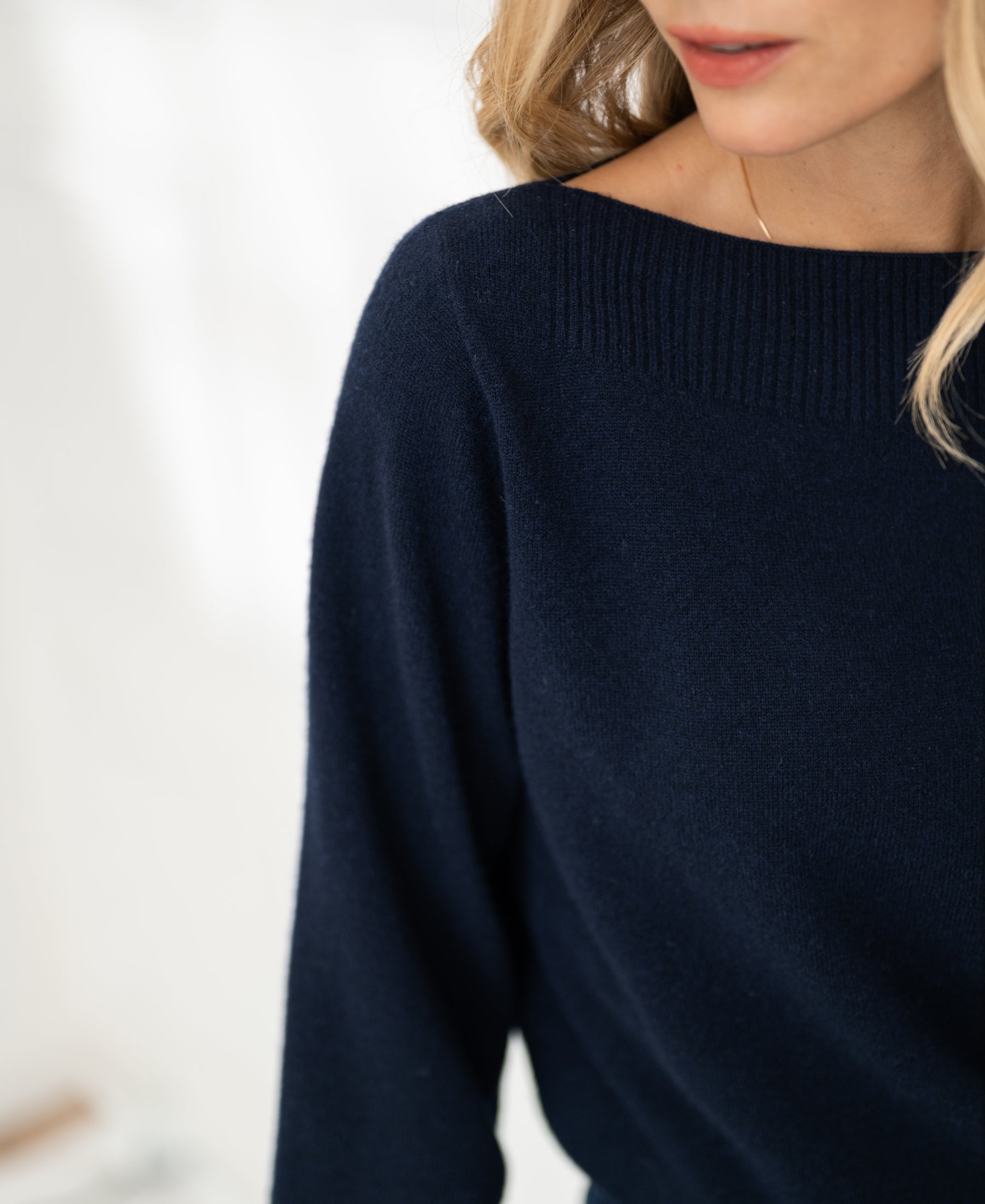 Trui met boothals LA JACQ Donkerblauw